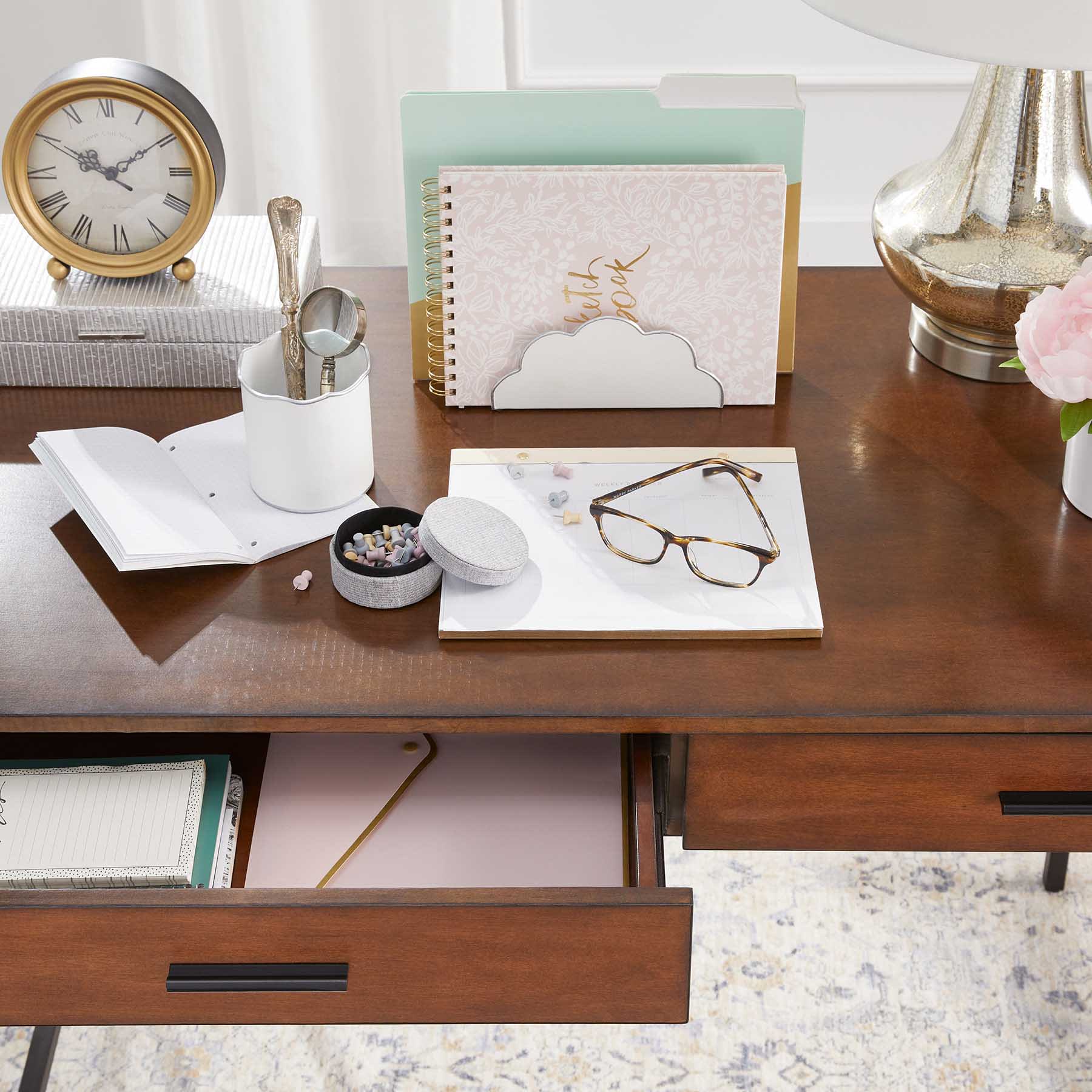 Parkview Wood & Metal Writing Desk with Storage, 48"