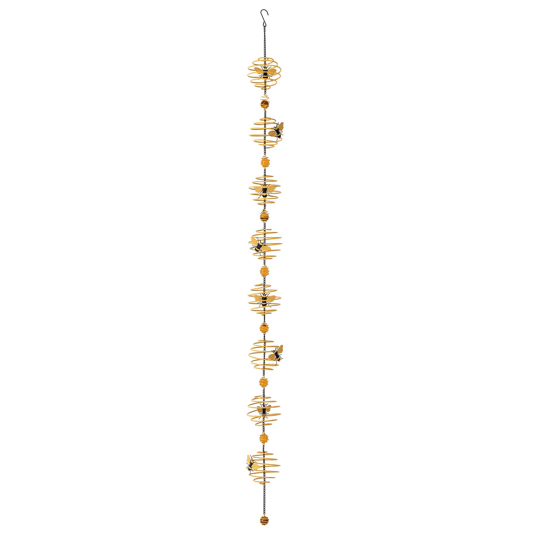 Honeybloom Metal Spiral Bee Rain Chain, 60"
