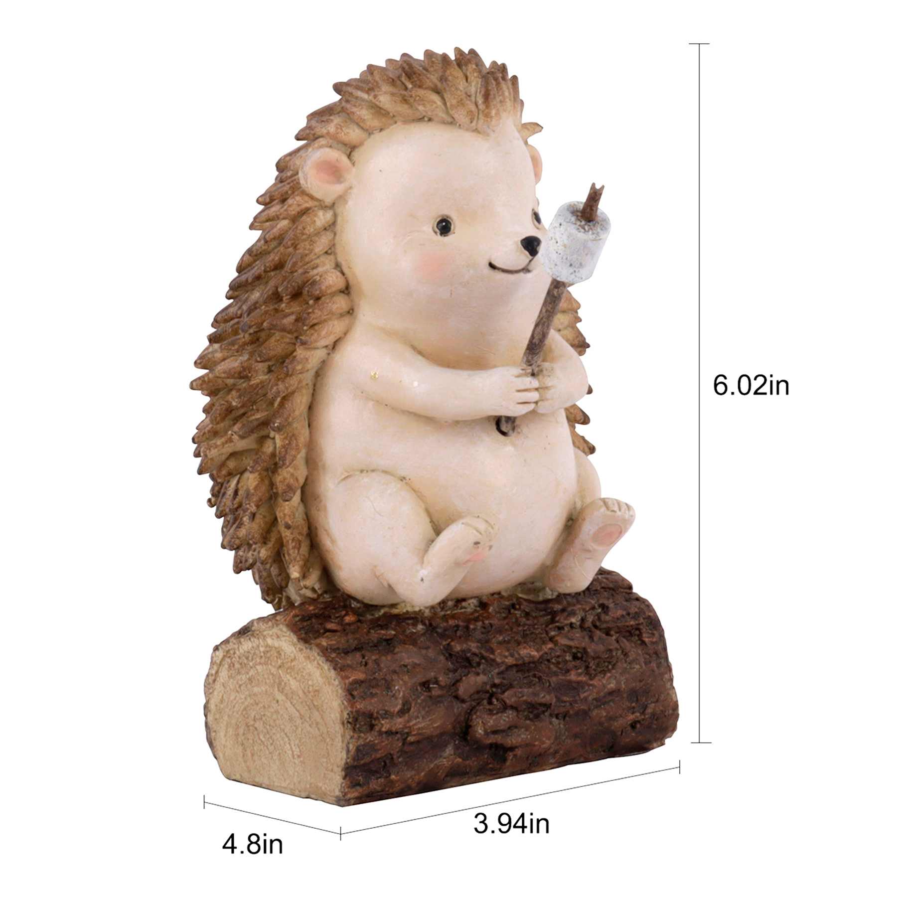 Campfire Hedgehog on Log Outdoor Garden Statue, 6"