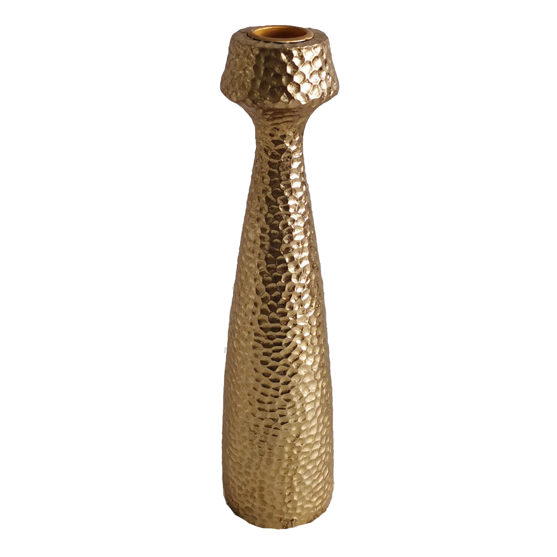 Gold Hammered Taper Candle Holder, 10"