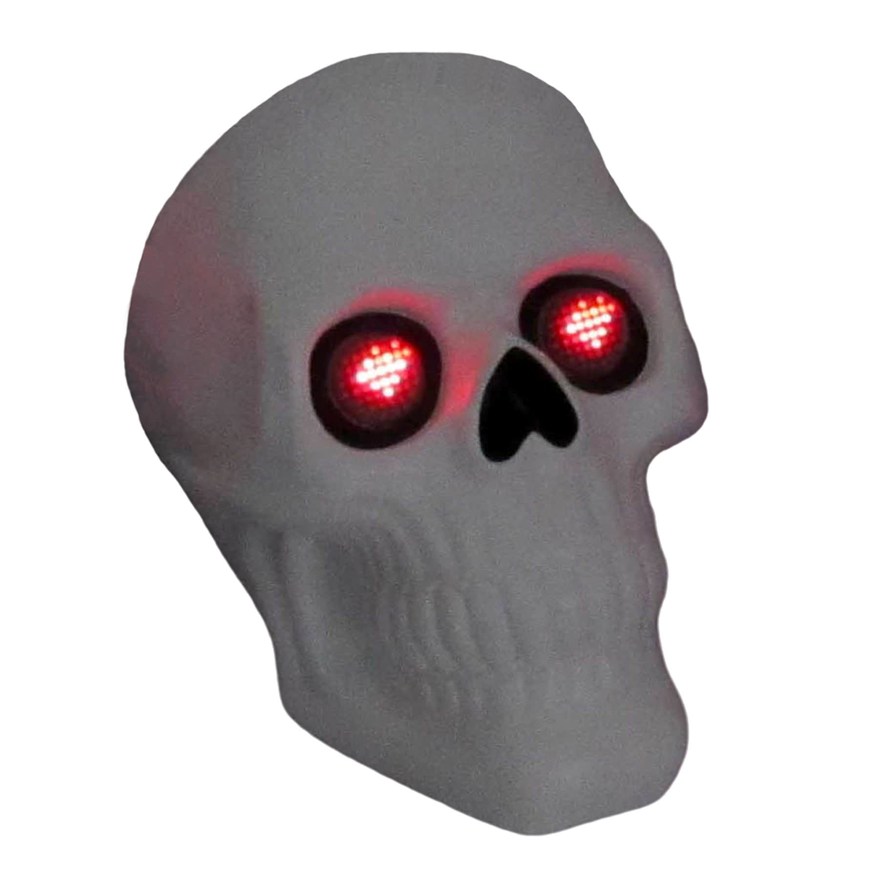 Hey Boo! White Skull Head with LCD Heart Shaped Moving Eyes, 10"