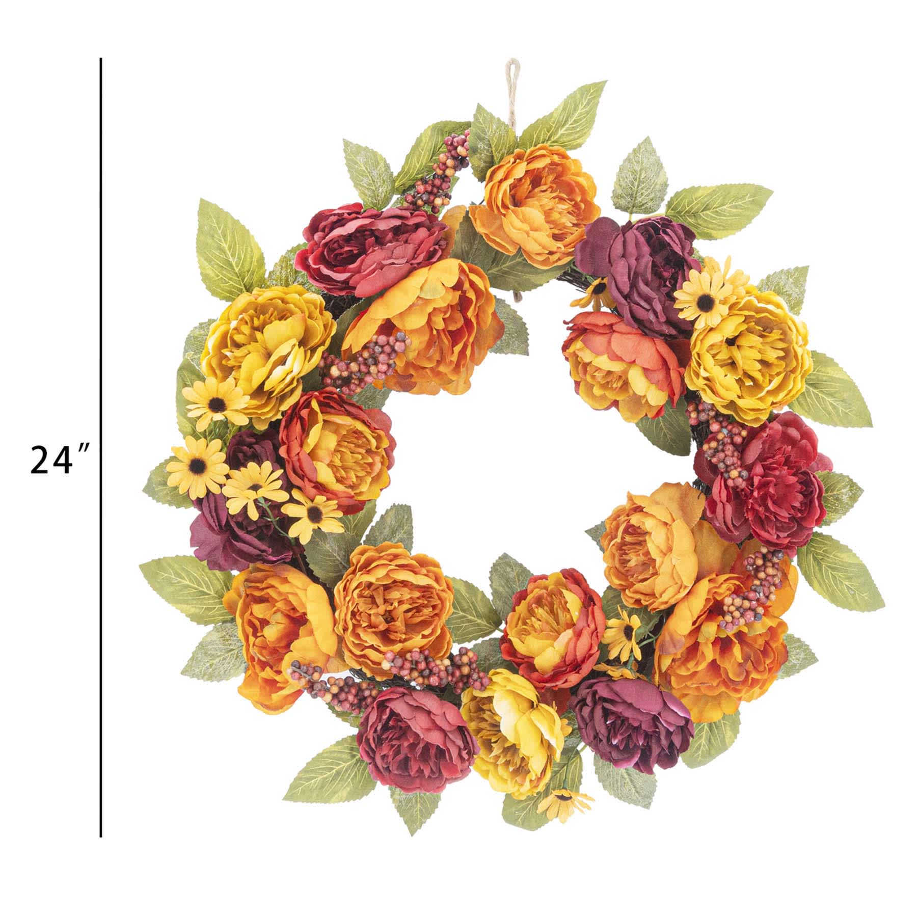 Orange & Purple Peony Wreath, 24"