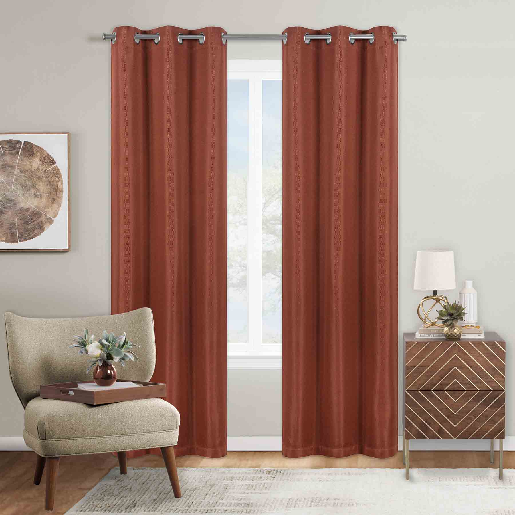 Cameron Spice Herringbone Blackout Curtain Panel, 84"