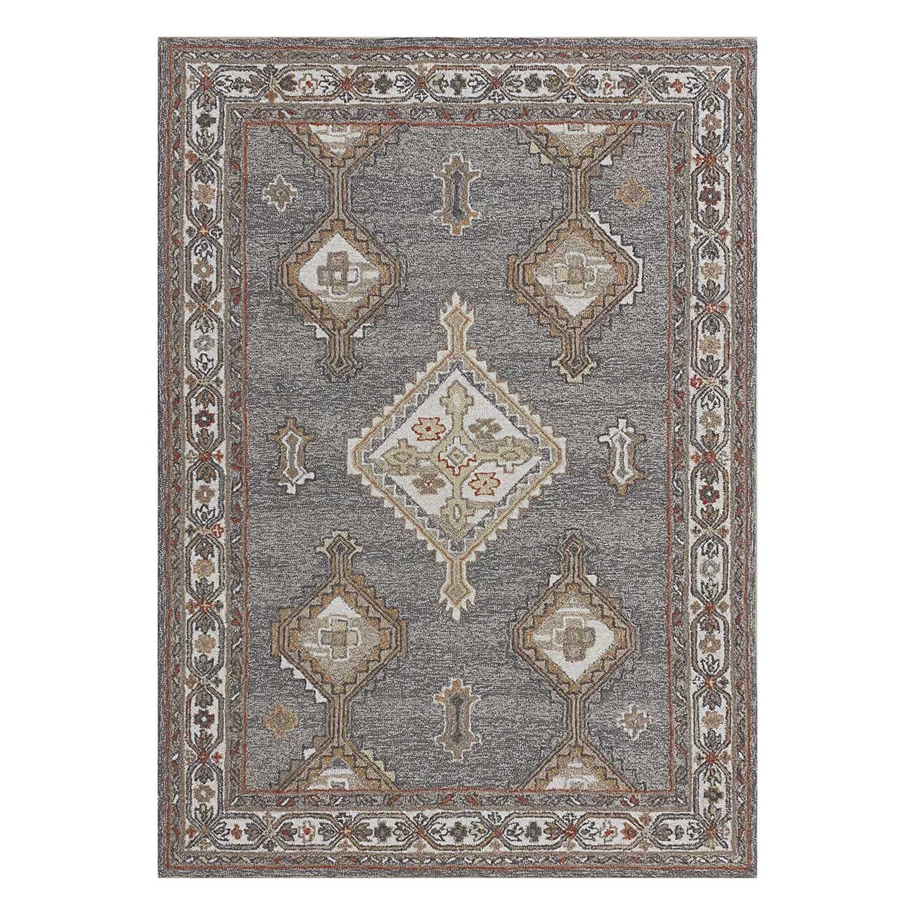 (A501) Jolene Grey Hooked Area Rug, 5x7