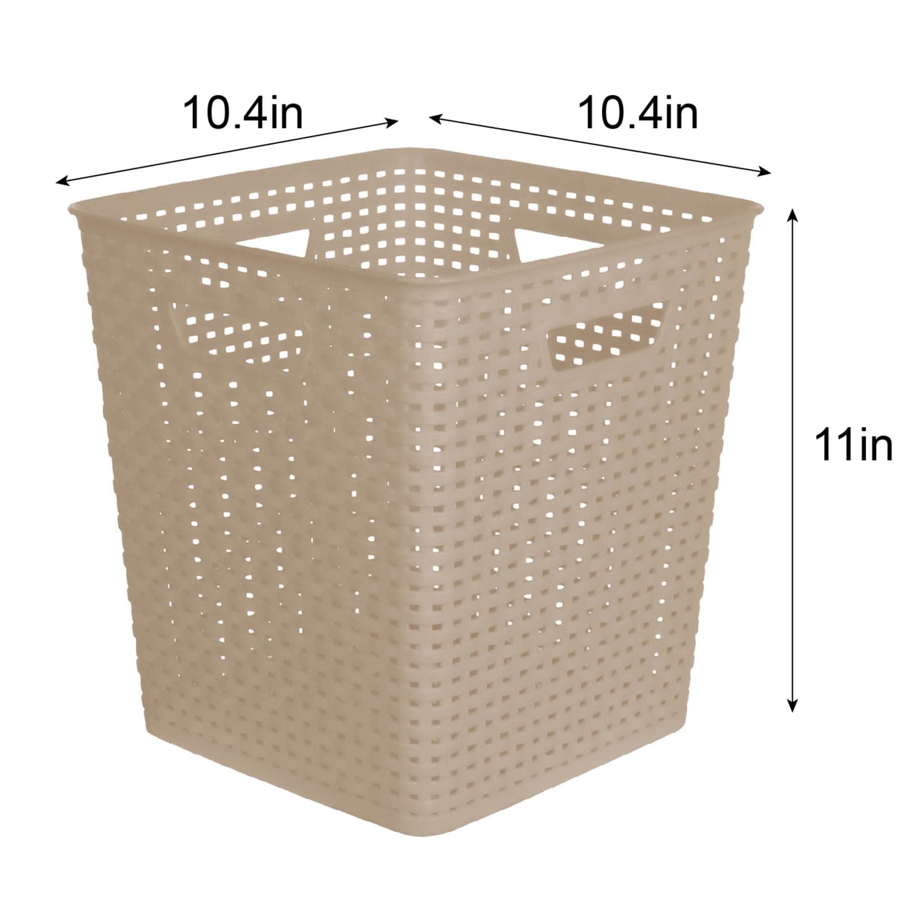 Square Crossover Weave Storage Basket, Dark Beige