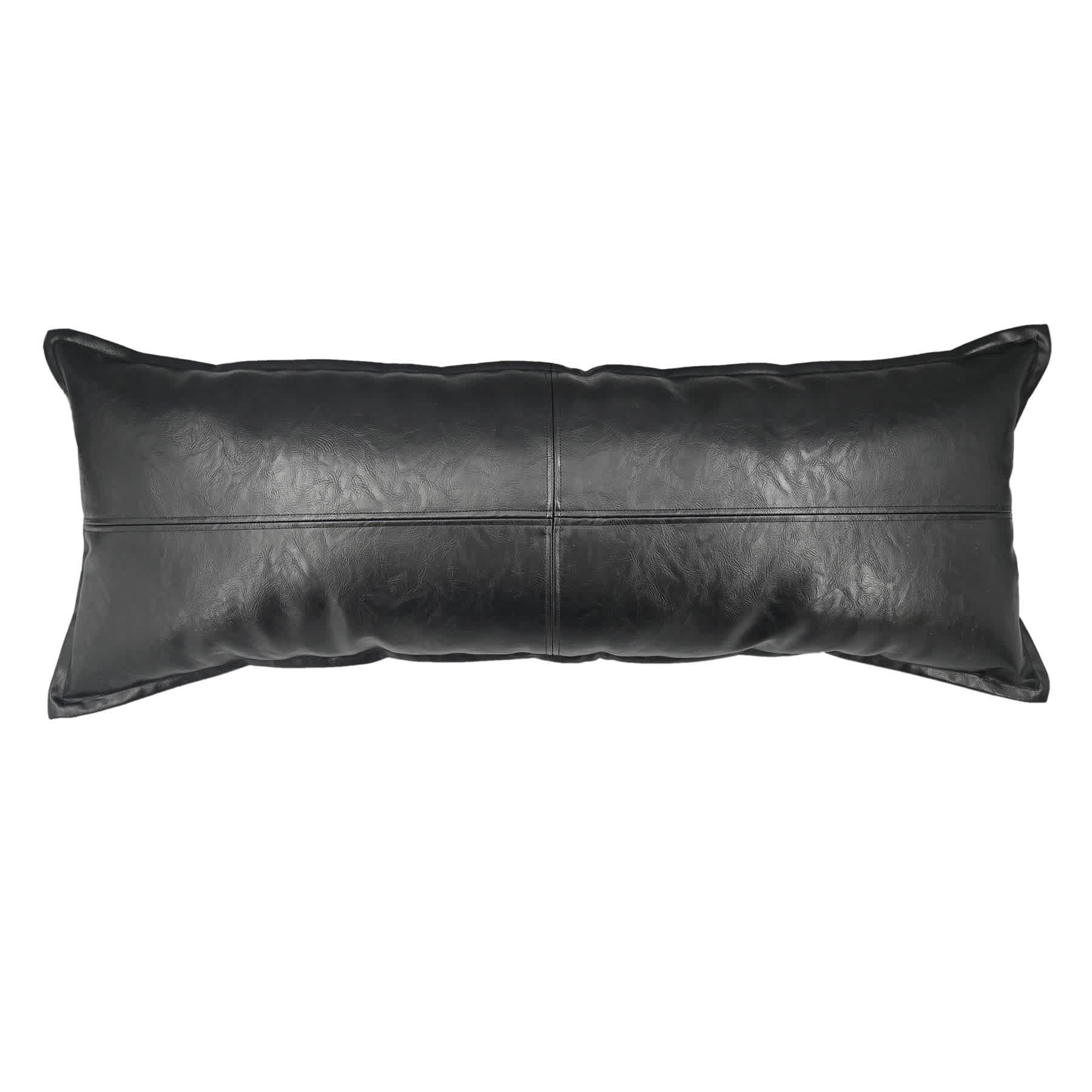 Crosby St. Black Faux Leather Oblong Throw Pillow, 14x36