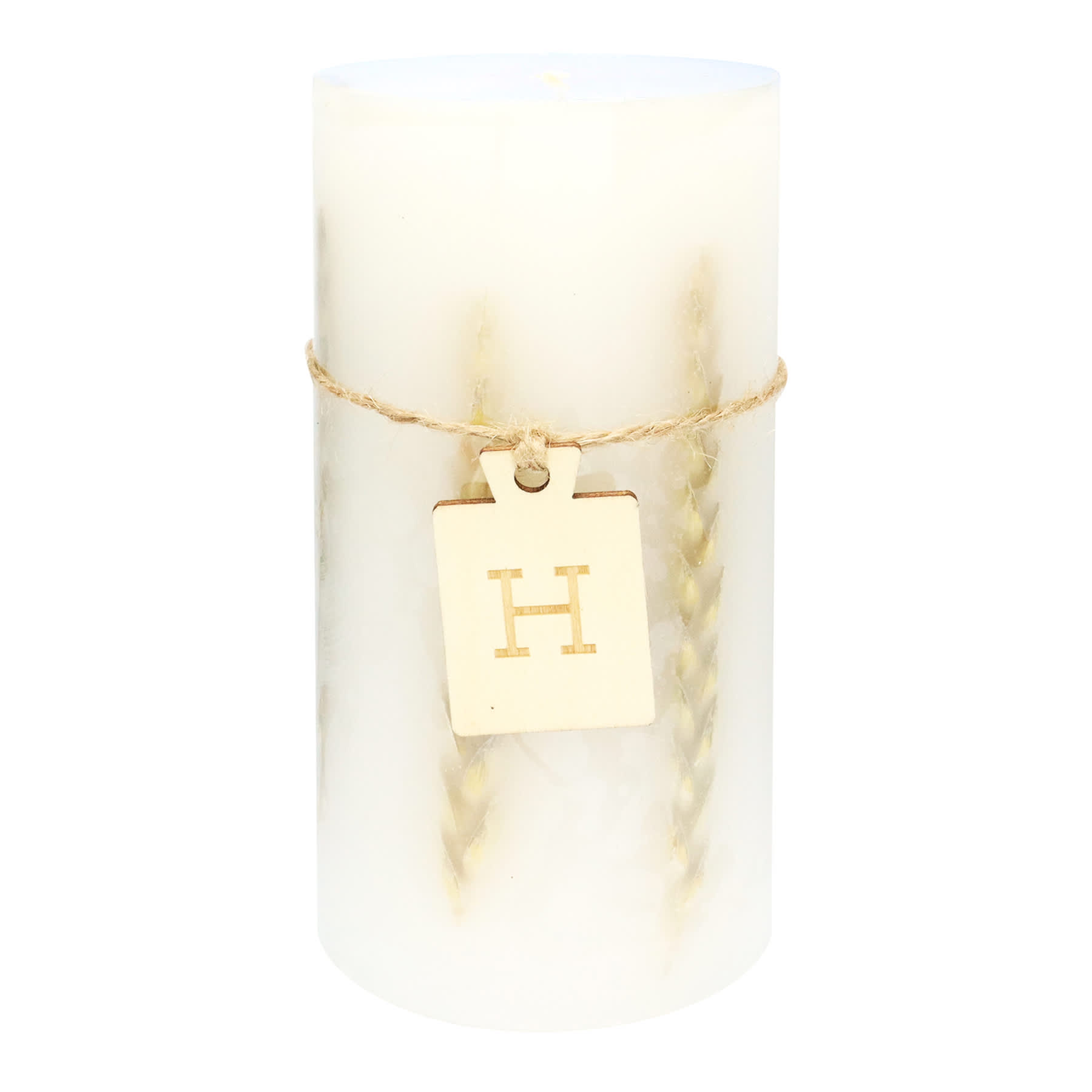 Honeybloom Wheat Embedded Unscented Pillar Candle, 3x6