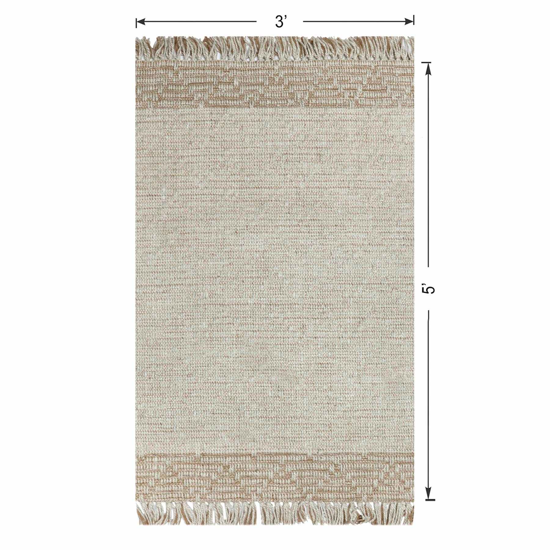 (B693) Found & Fable Kent Ivory Jute Accent Rug, 3x5