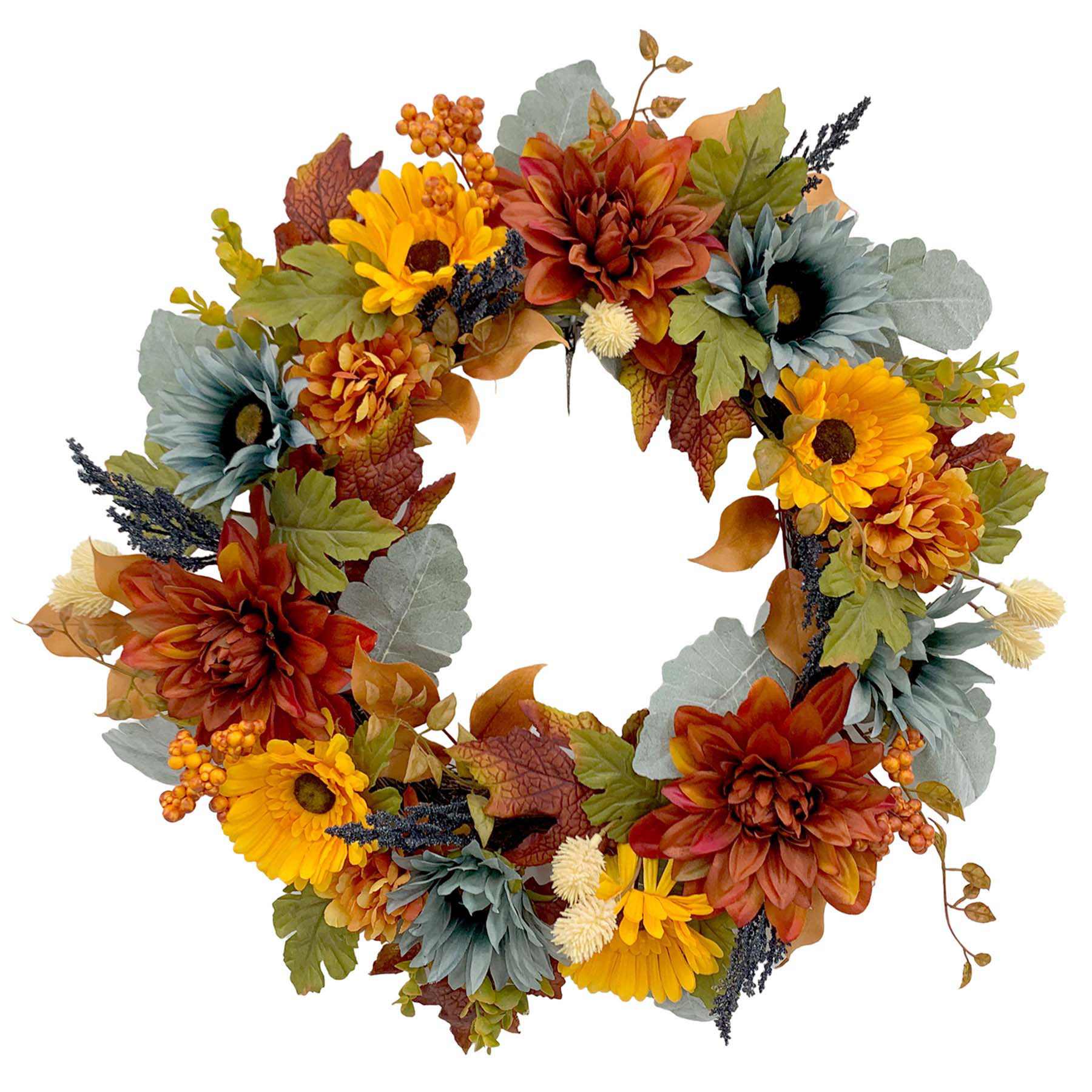 Brown Dahlia Daisy Wreath, 24"