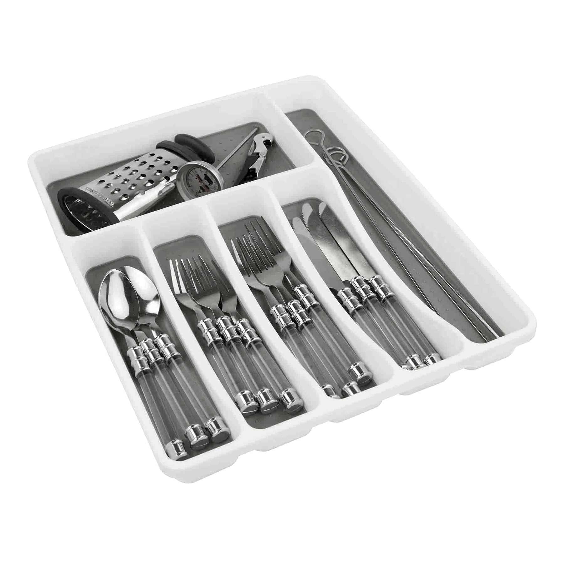 Large Cutlery Organizer Tray with Rubber Liner