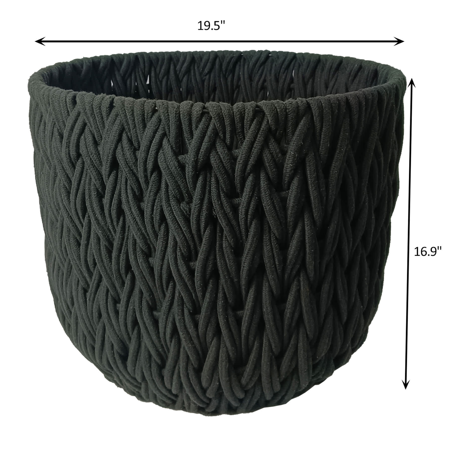 Black Chunky Round Fabric Storage Basket, Large