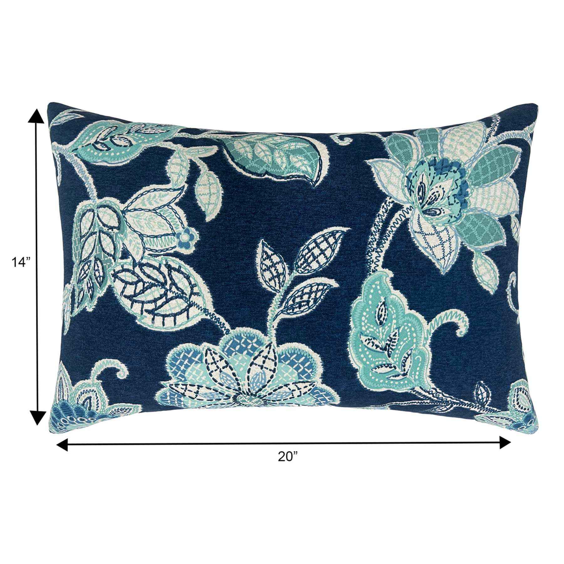 Positano Navy Blue Lumbar Outdoor Throw Pillow, 14x20
