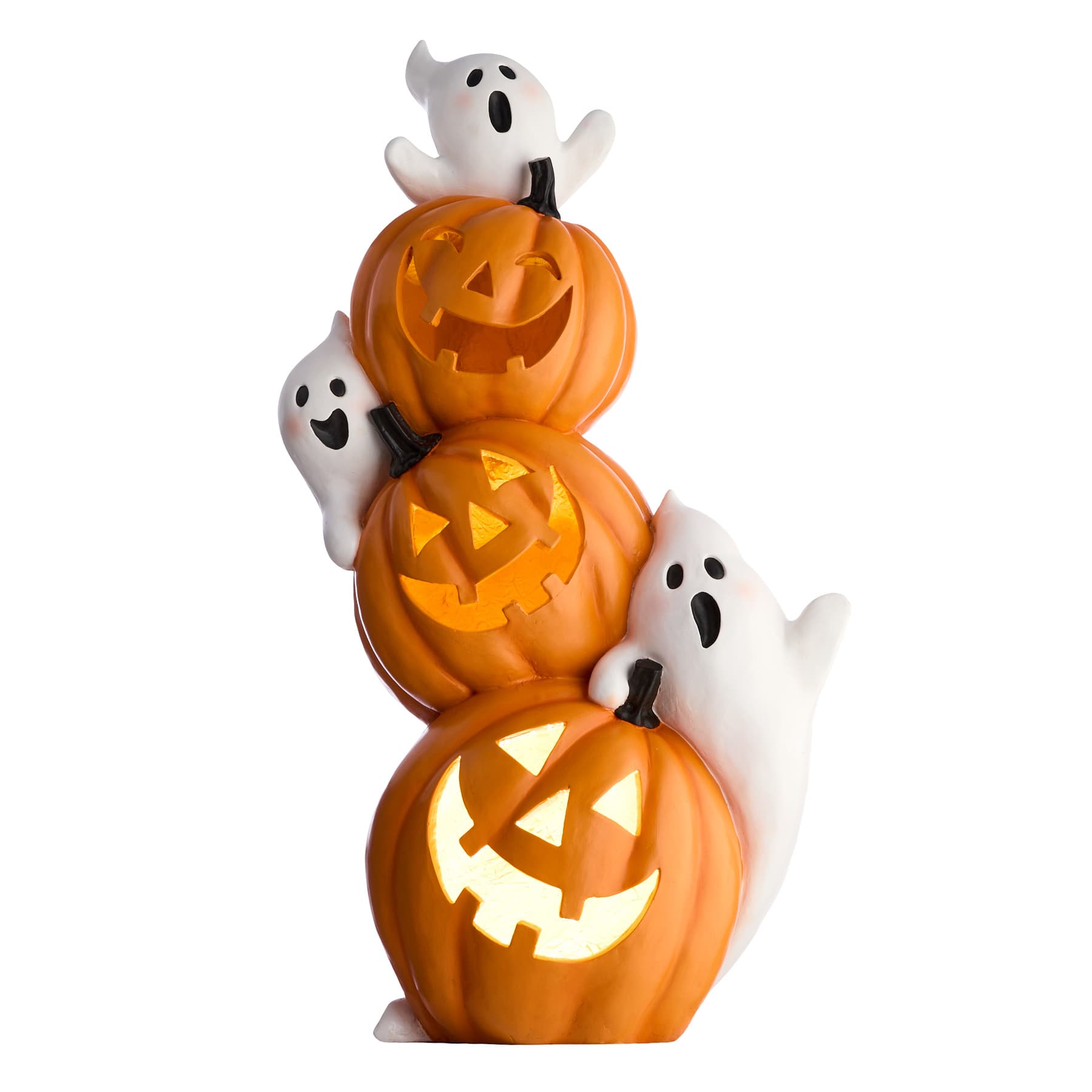 Happy Haunting LED Ghost Jack-o'-Lantern Stack, 30.7"