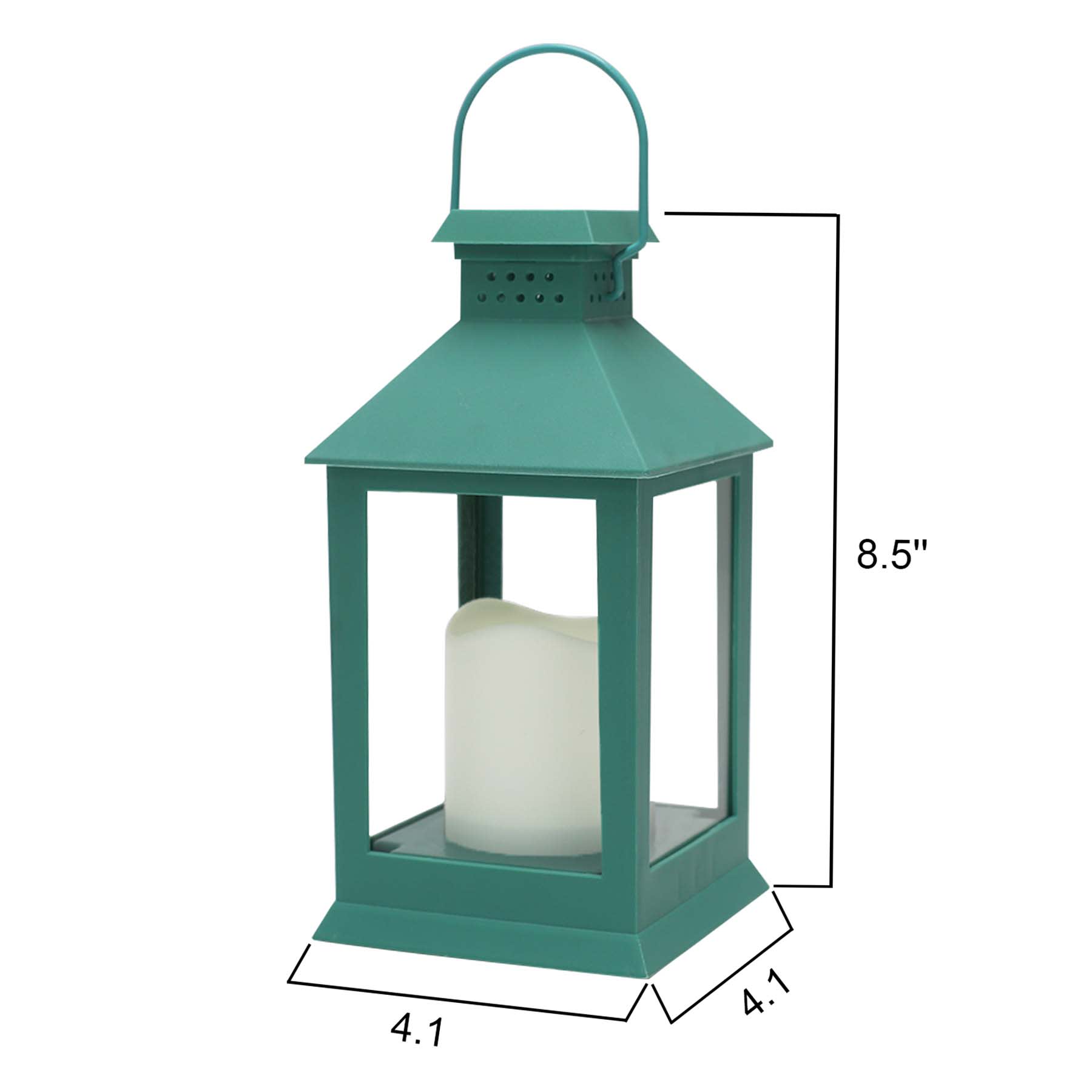 Turquoise Outdoor Solar Lantern, 9"