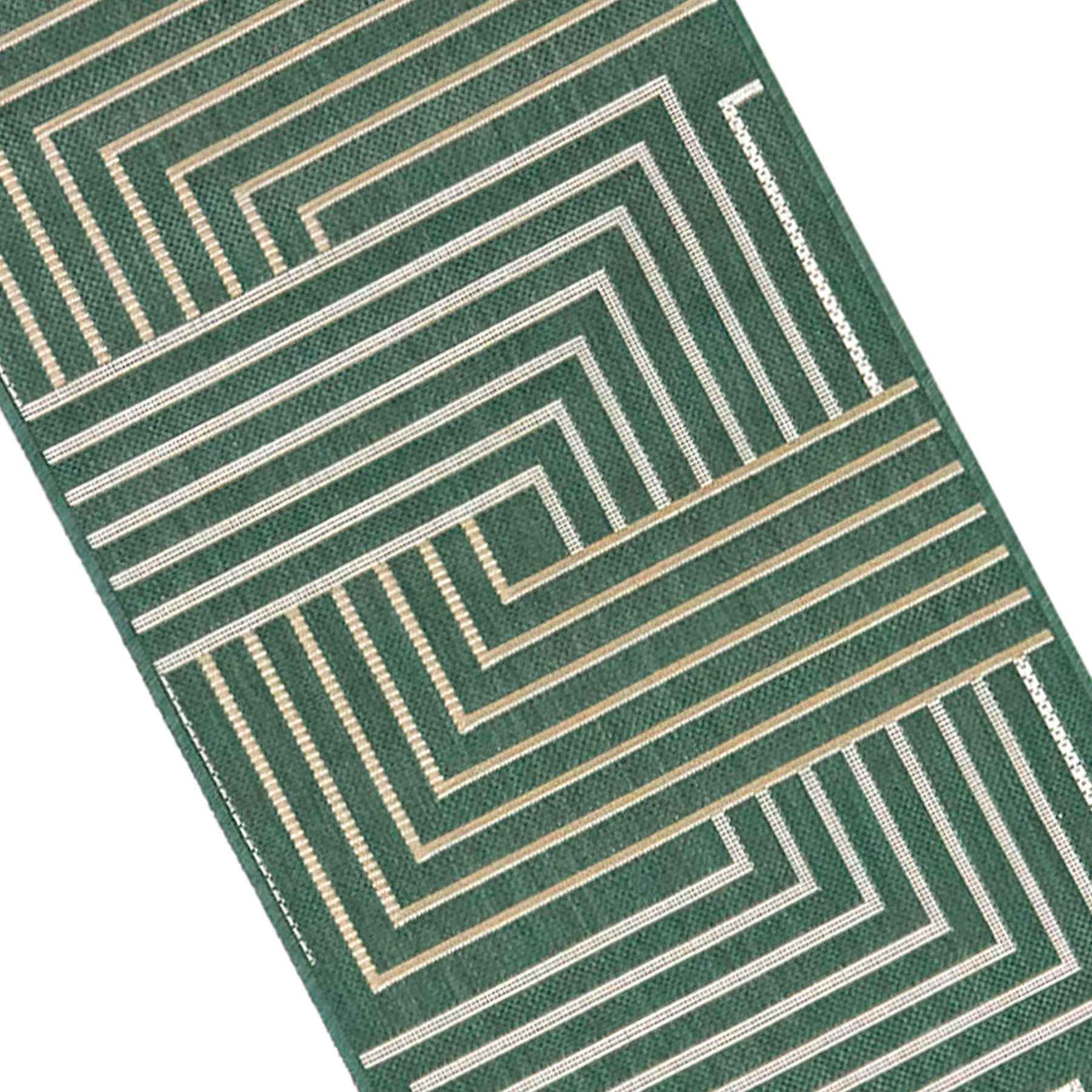 (E492) Found & Fable Palma Green Lines Outdoor Runner, 2x7
