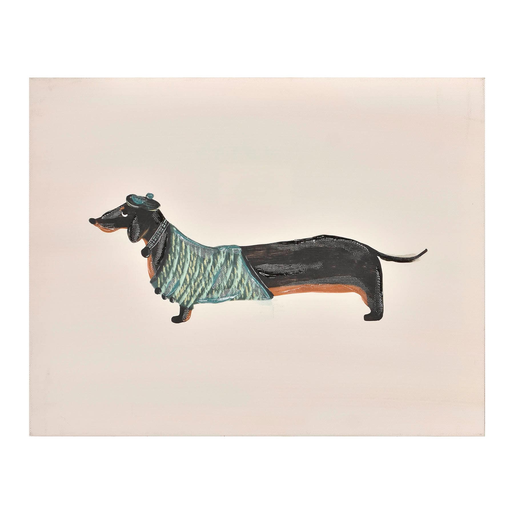 Beret Dachshund Dog Canvas Wall Art, 16x12