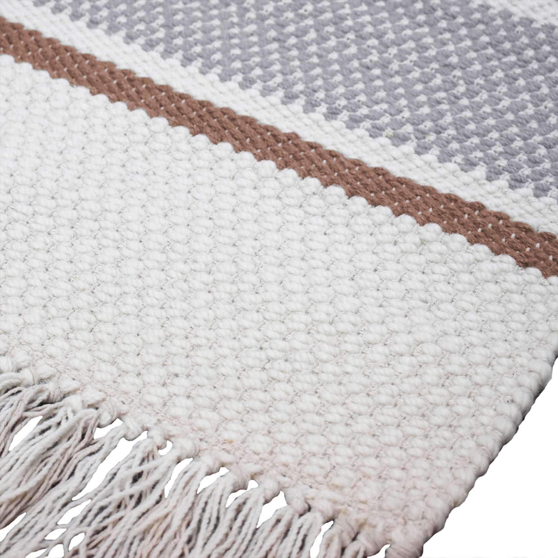 (B801) Honeybloom Ivory Striped Area Rug, 8x10