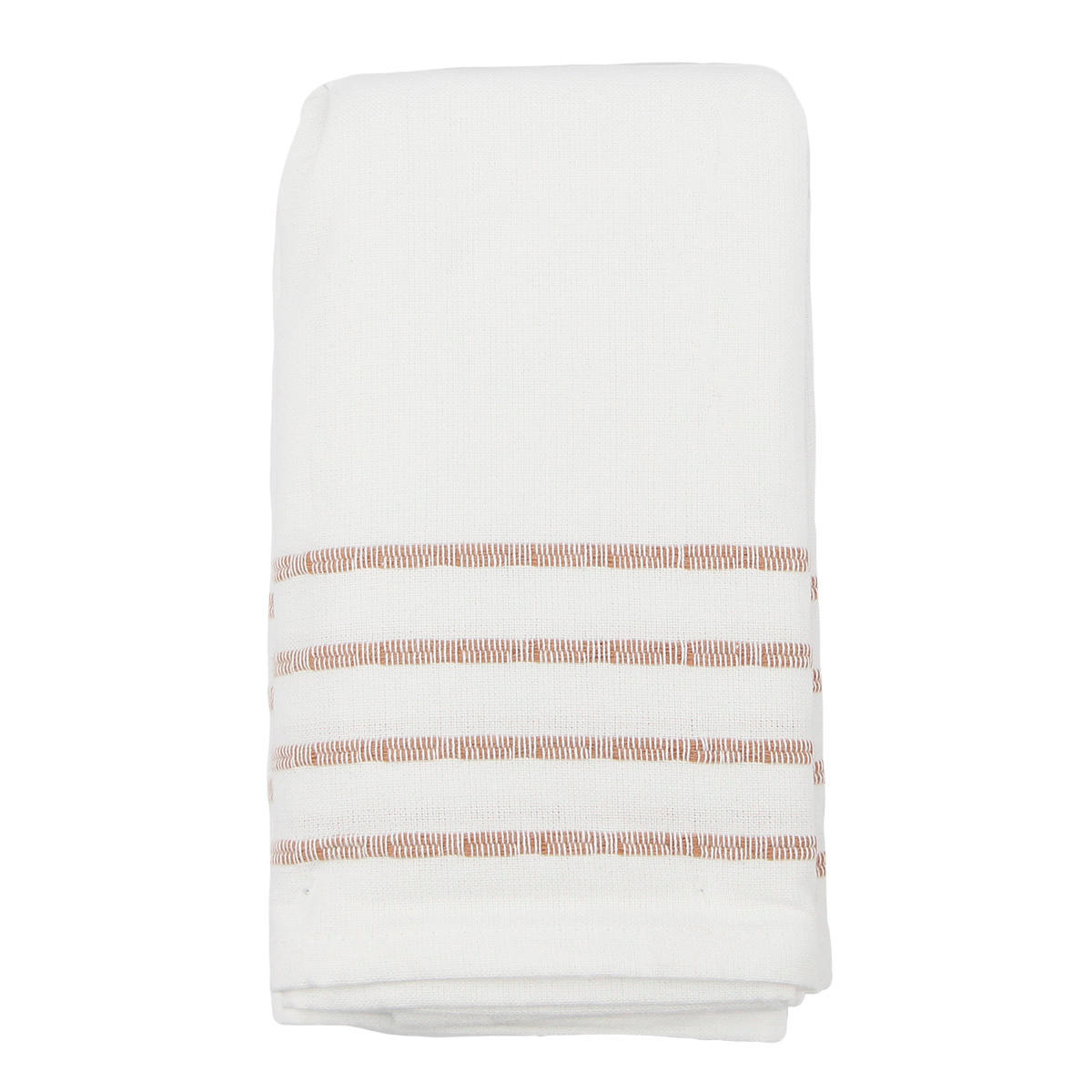 Set of 4 Ivory Ribbed Napkins with Rose Insert Stripes, 18"