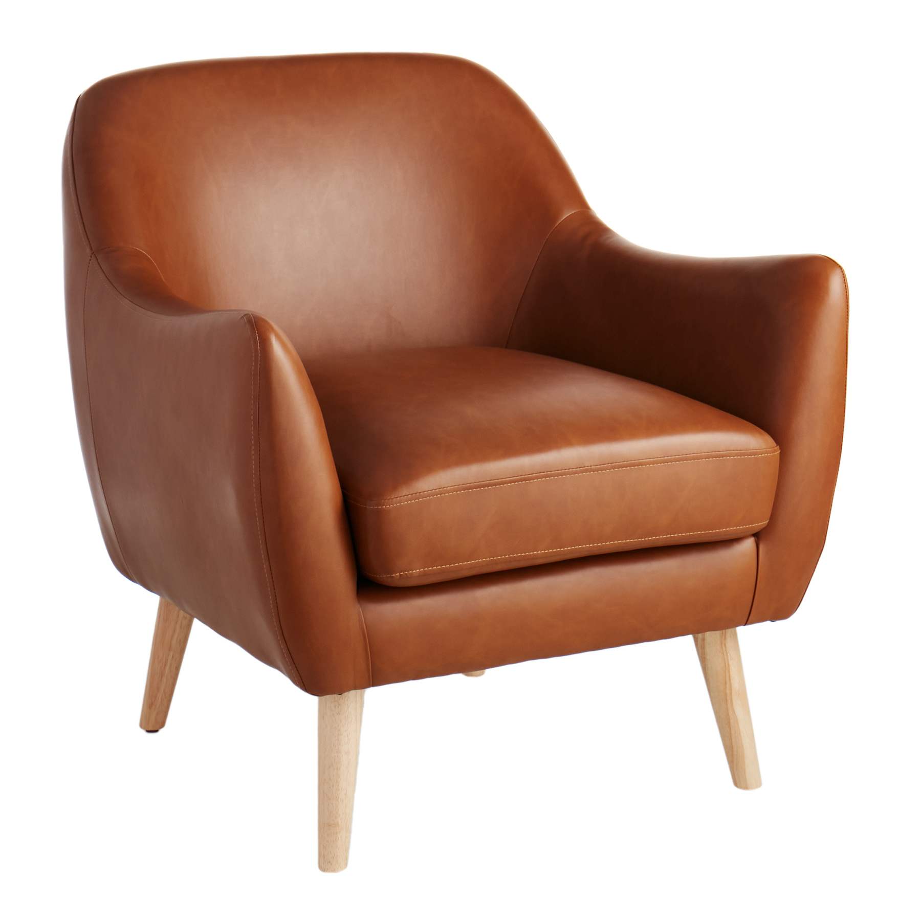 Honeybloom Braxton Faux Leather Accent Chair, Cognac
