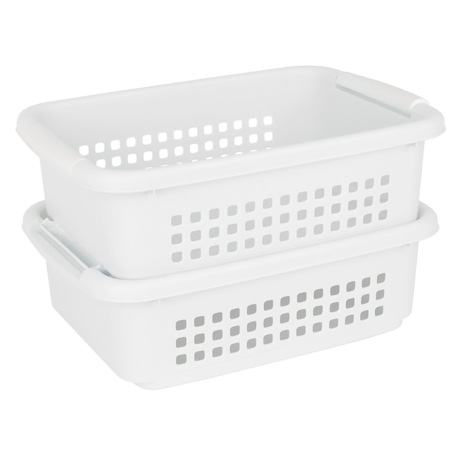 2-Pack White Stacked Nest Storage Basket, Medium