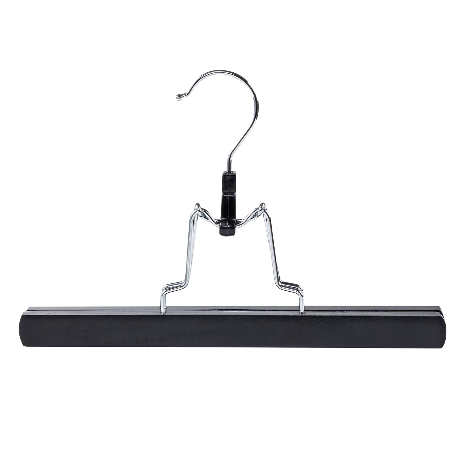 3-Piece Wooden Pant Hanger with Clamp, Black