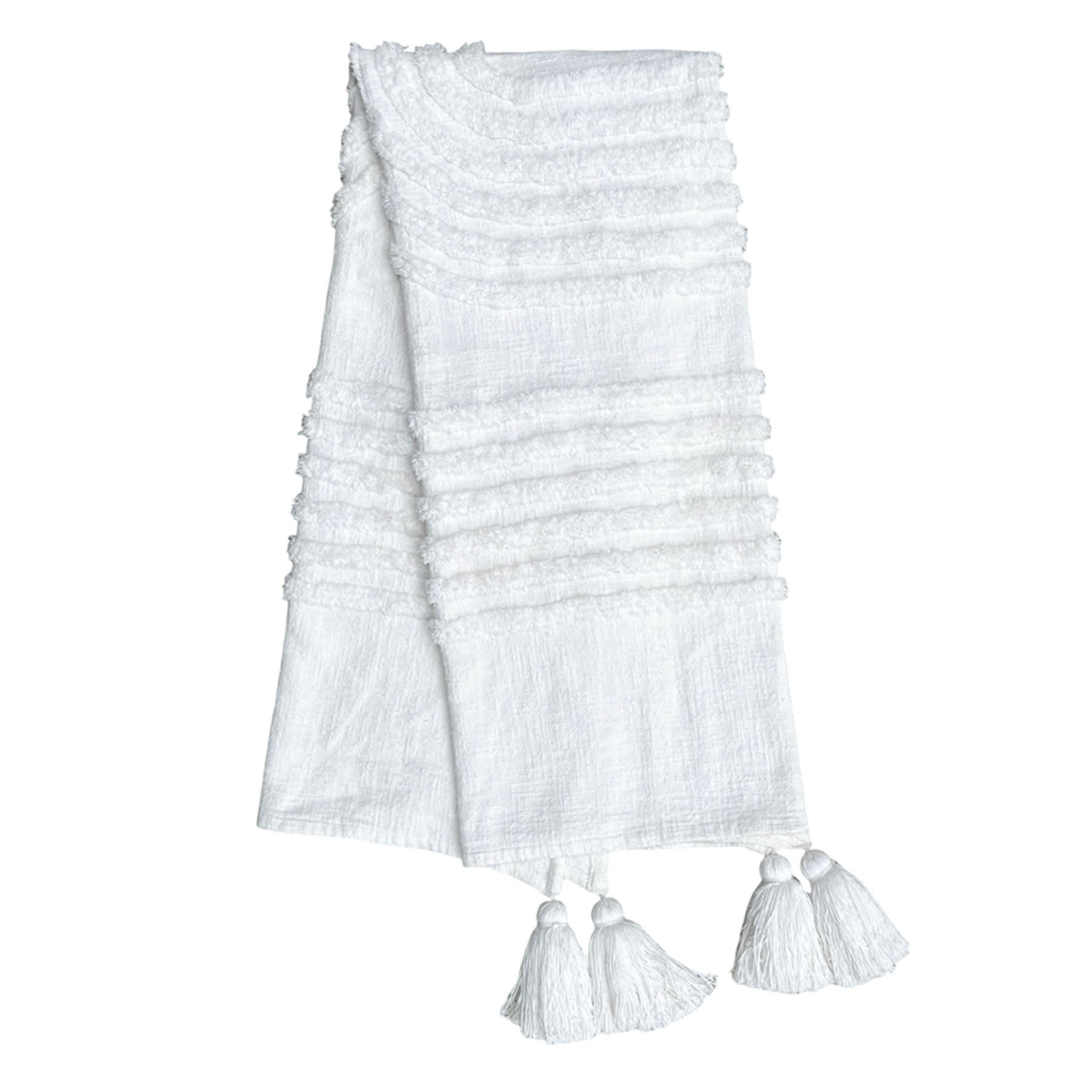 Found & Fable White Cotton Tufted Wave Throw Blanket, 50x60