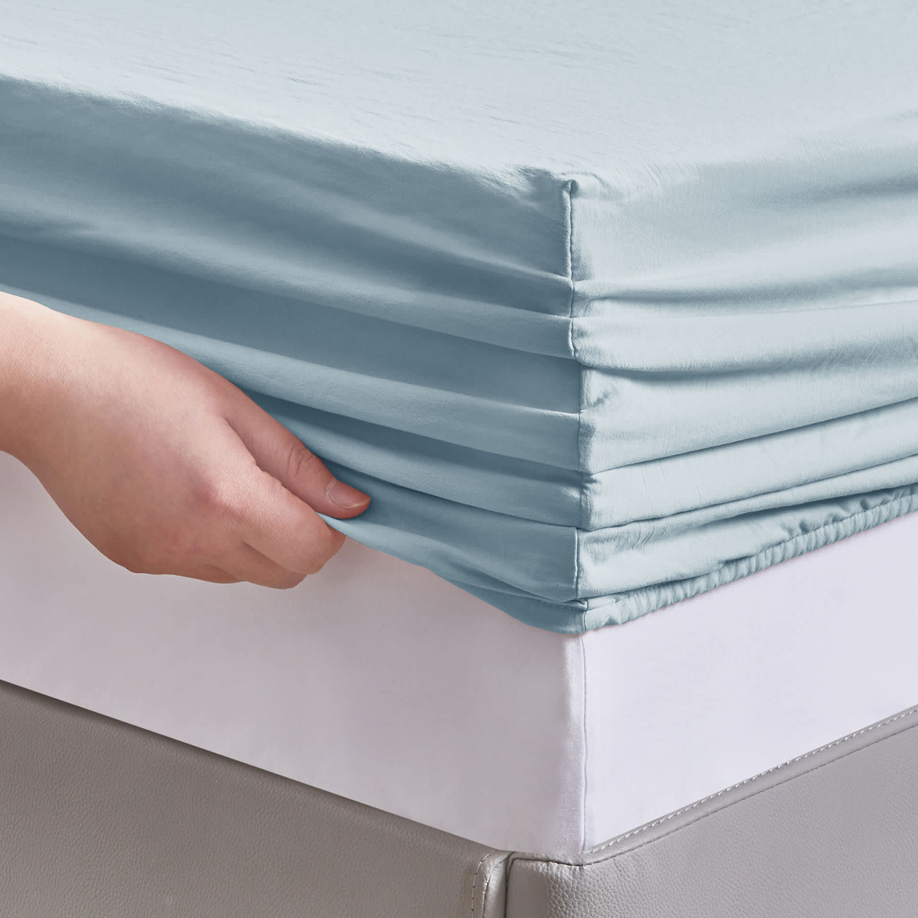 4-Piece Dusty Blue Super Soft Microfiber Sheet Set, Queen