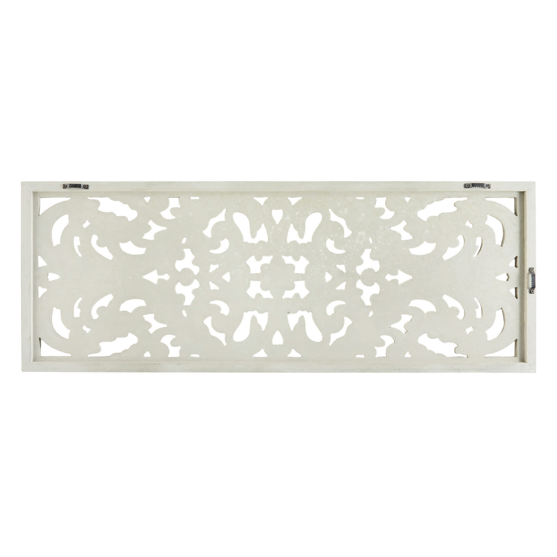 Gray Wash Hand Carved Wooden Panel Baroque Wall Decor, 18x48