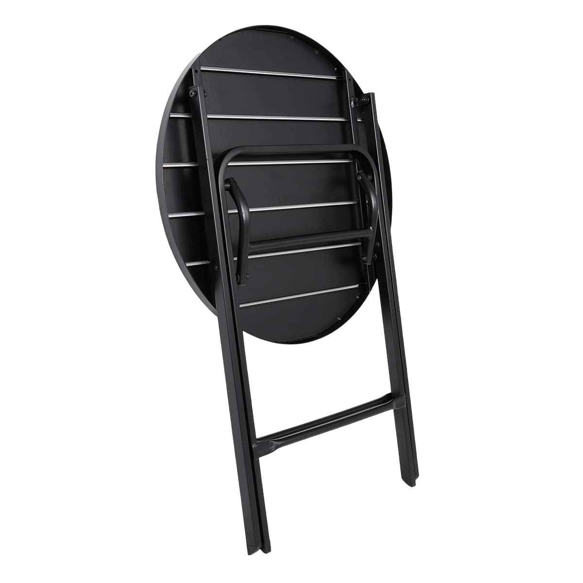 Crosby St. Slat Metal Patio Folding Table, Black