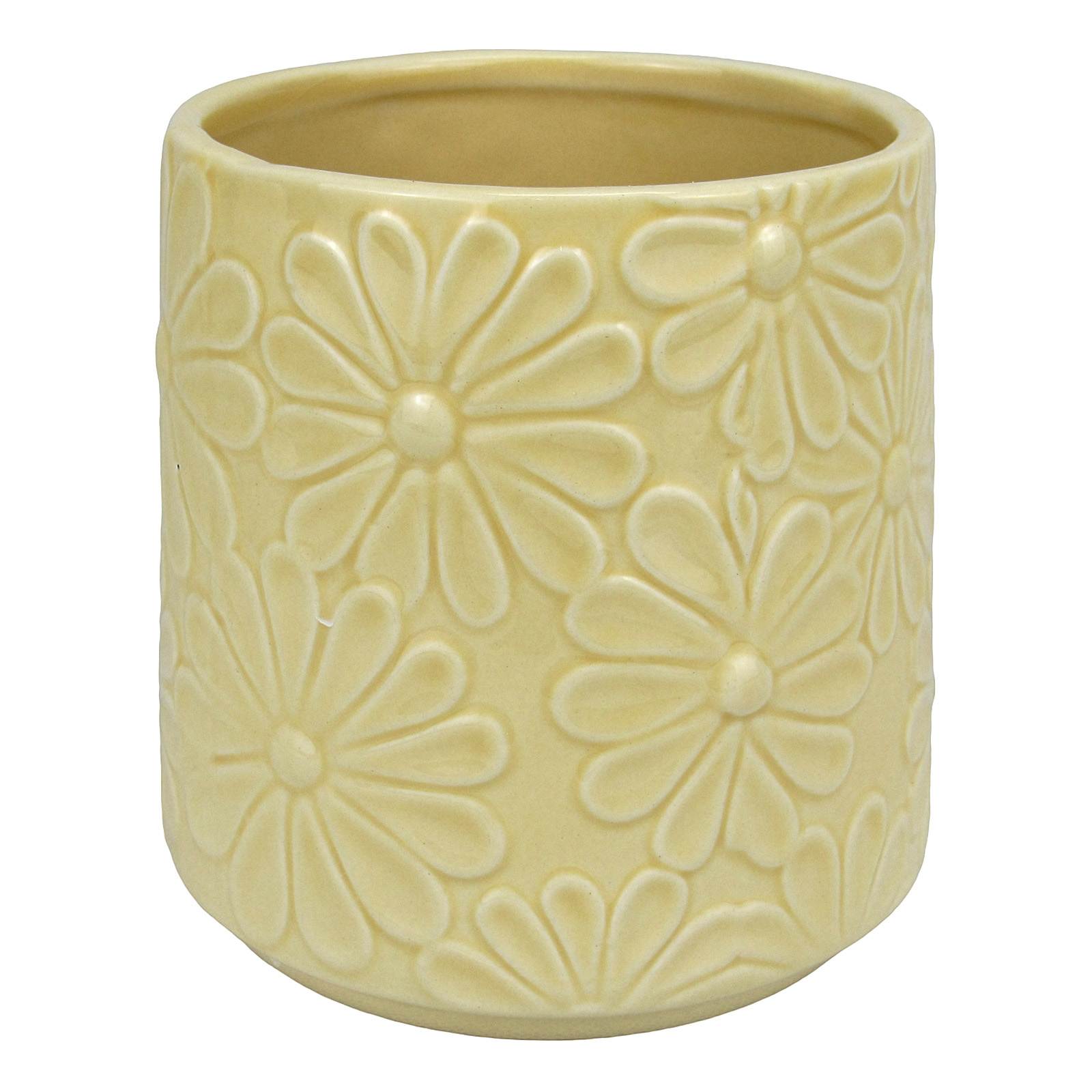 Sunny Club Indoor Yellow Ceramic Daisy Planter, 5"