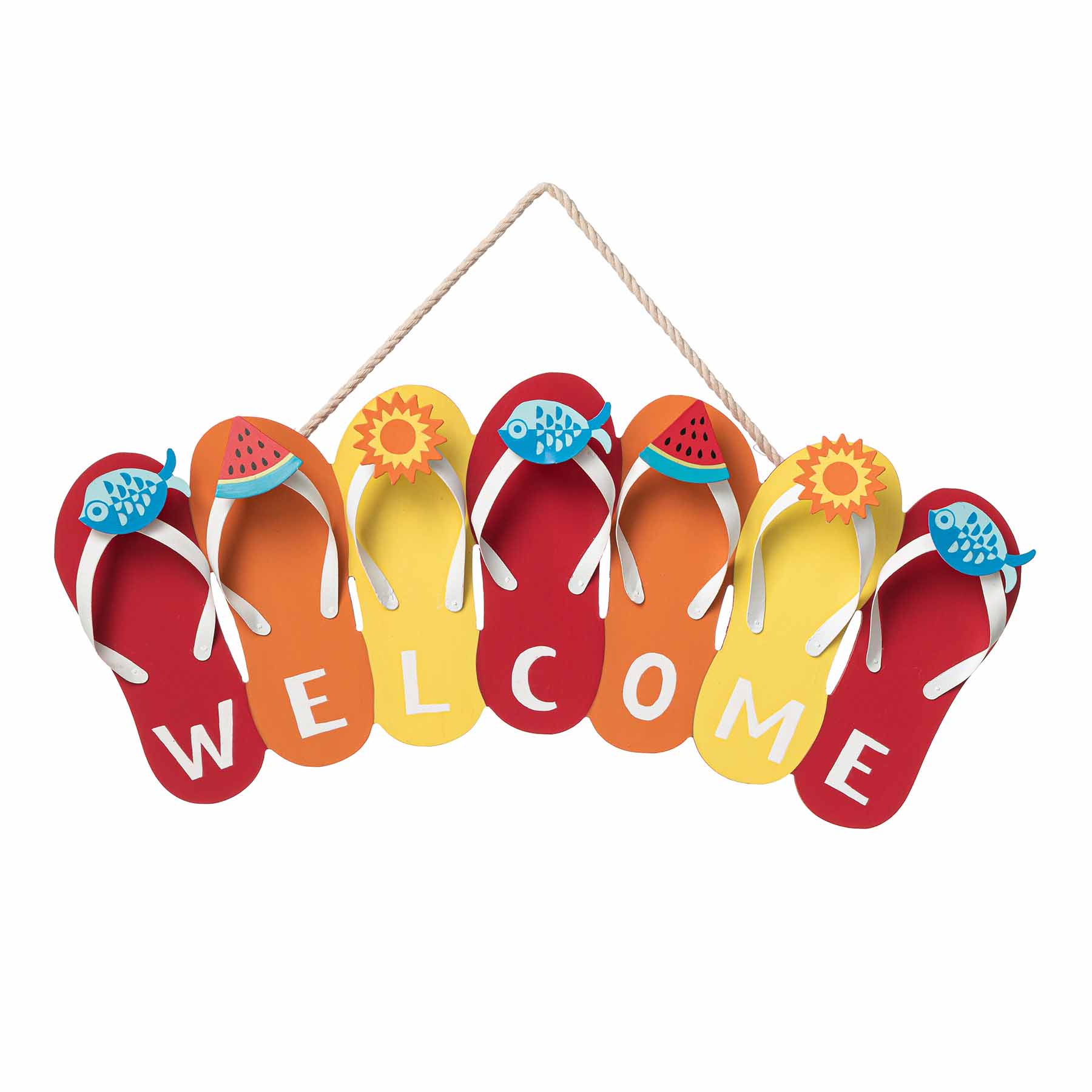 Sunny Club Welcome Multicolor Slippers Outdoor Wall Decor, 20x9