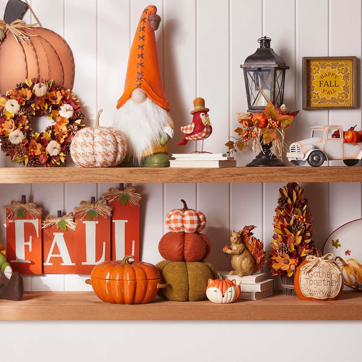 Homespun Harvest Rustic Metal Lantern With Pumpkins, 19"