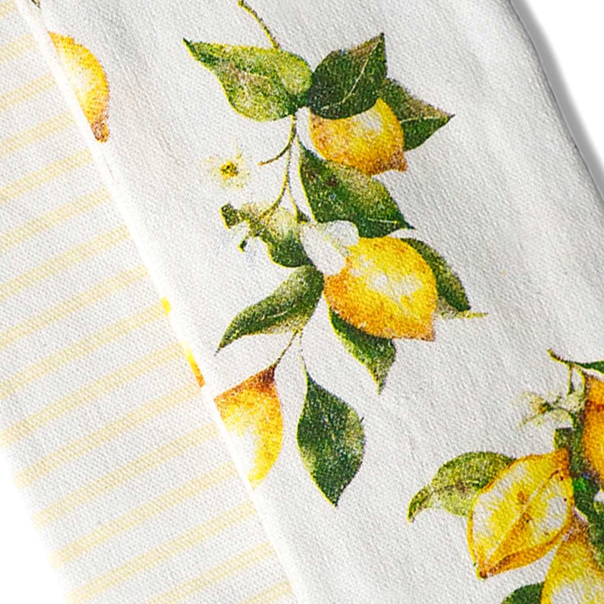 Set of 2 Yellow Lemon Print Terry Cotton Kitchen Towels