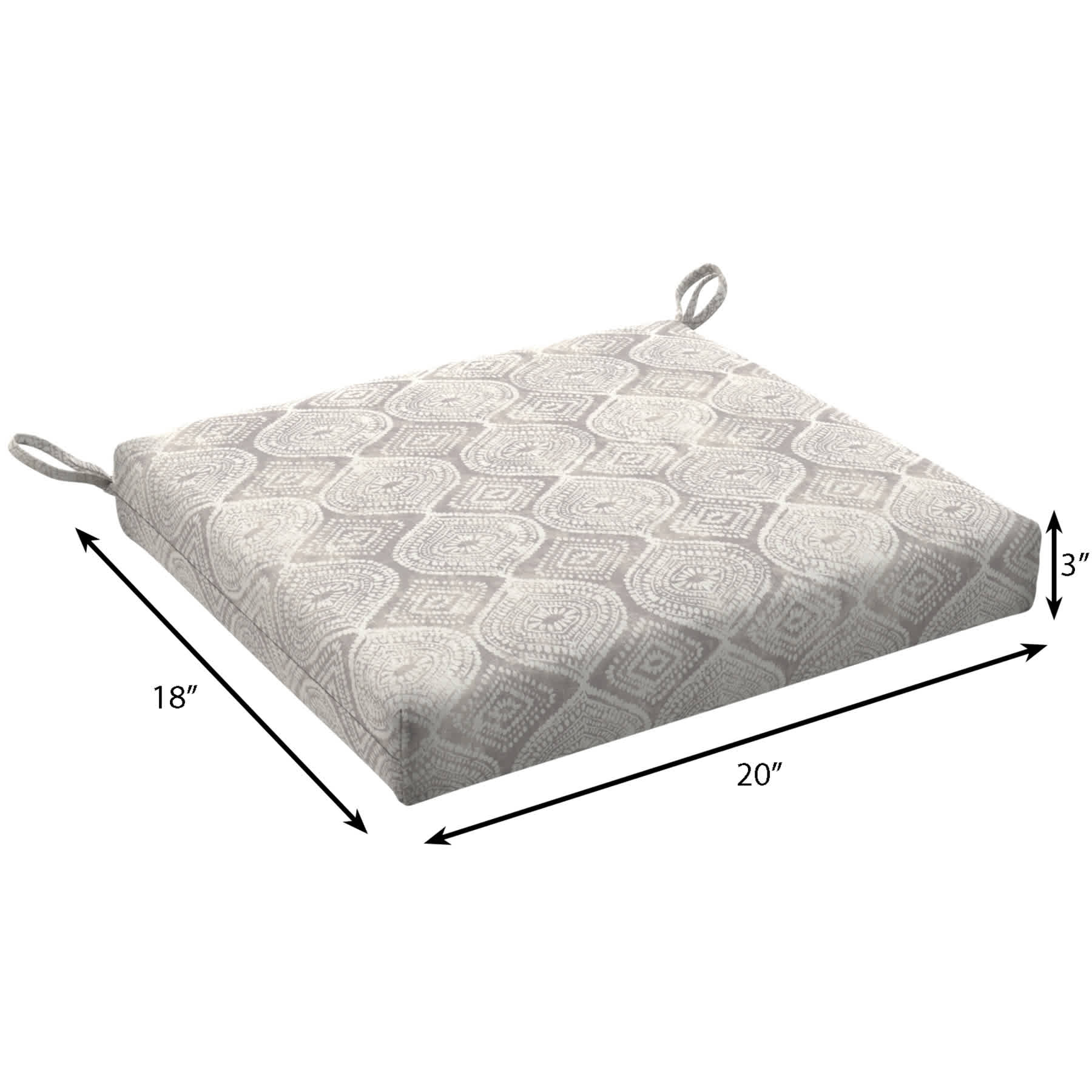 Grey Patna Geo Outdoor Square Seat Cushion