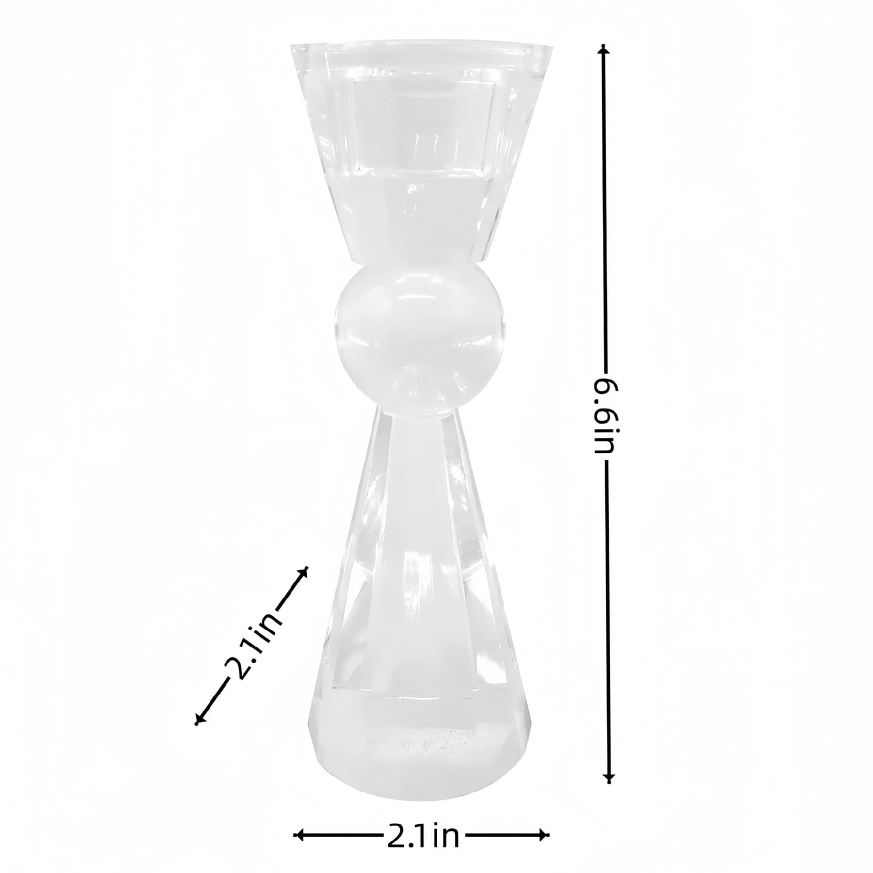 Clear Crystal Glass Taper Candle Holder, 7"