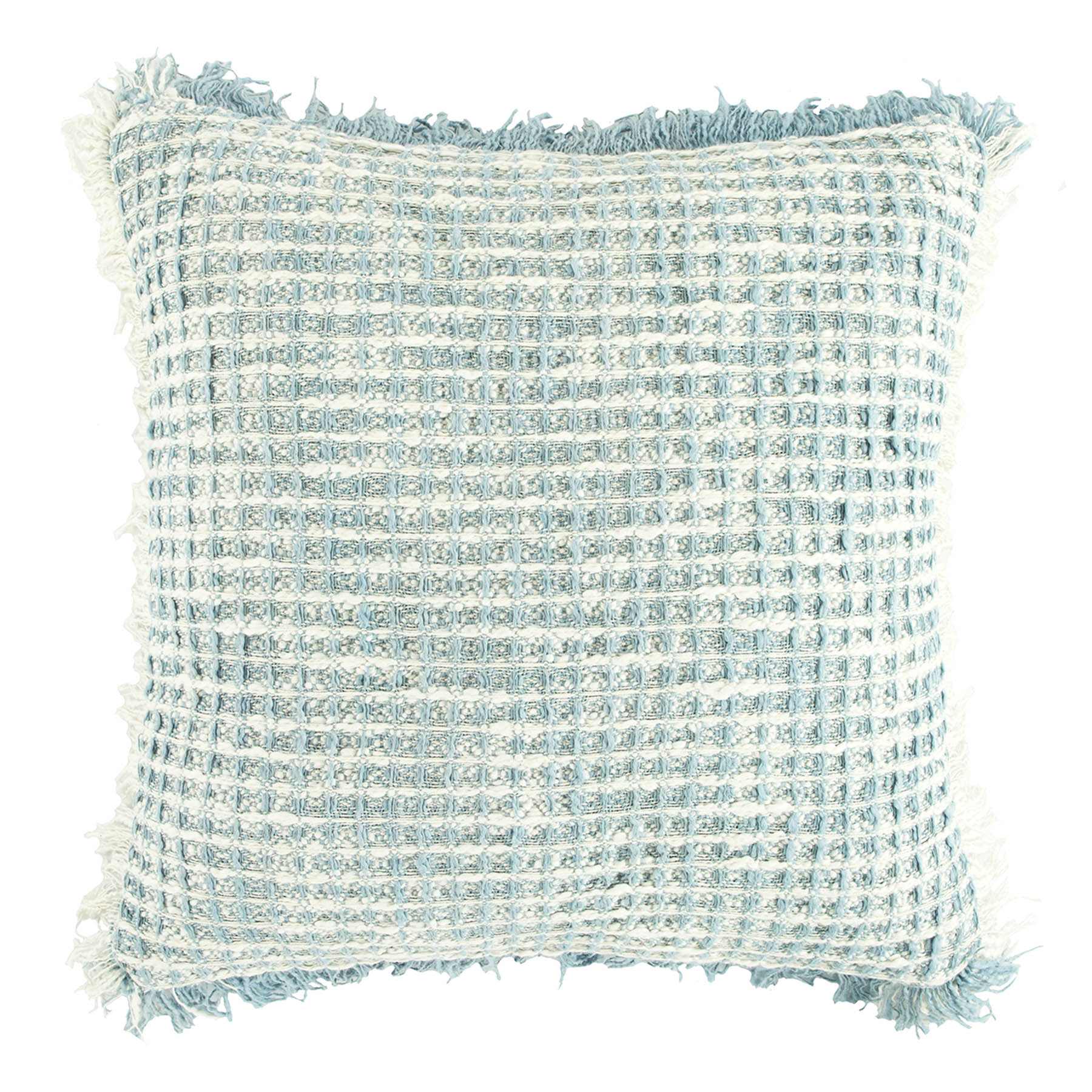 Delphi Blue Waffle Fringe Throw Pillow, 21"