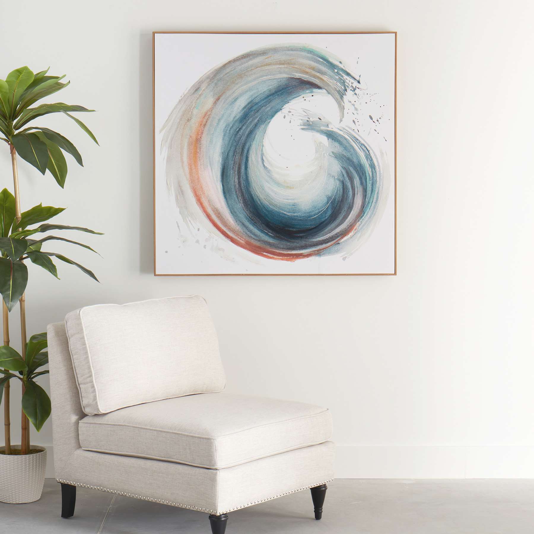 Tracey Boyd Framed Swirl Embellished Canvas Wall Art, 41"