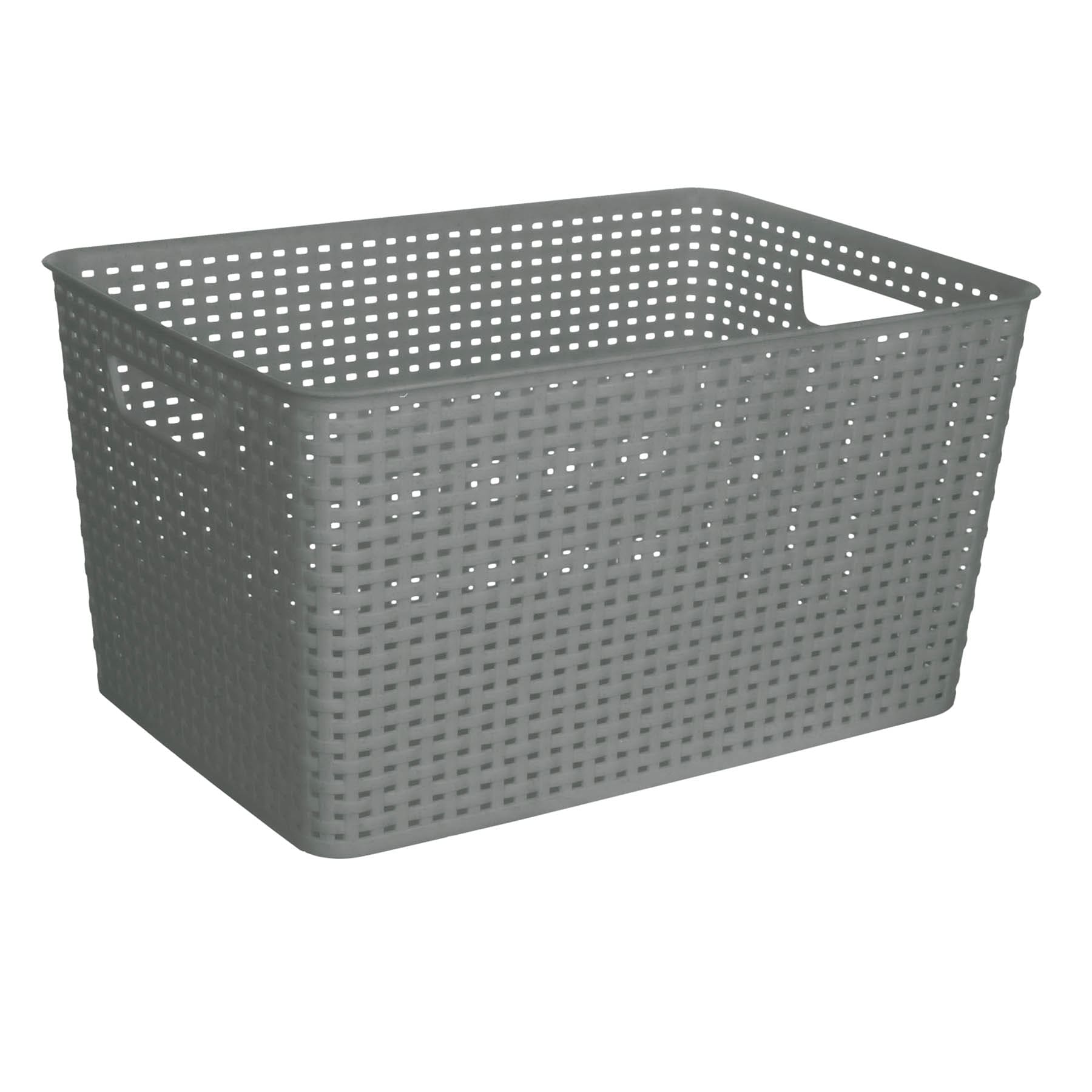 Grey Rectangle Crossover Weave Storage Basket, Extra Large