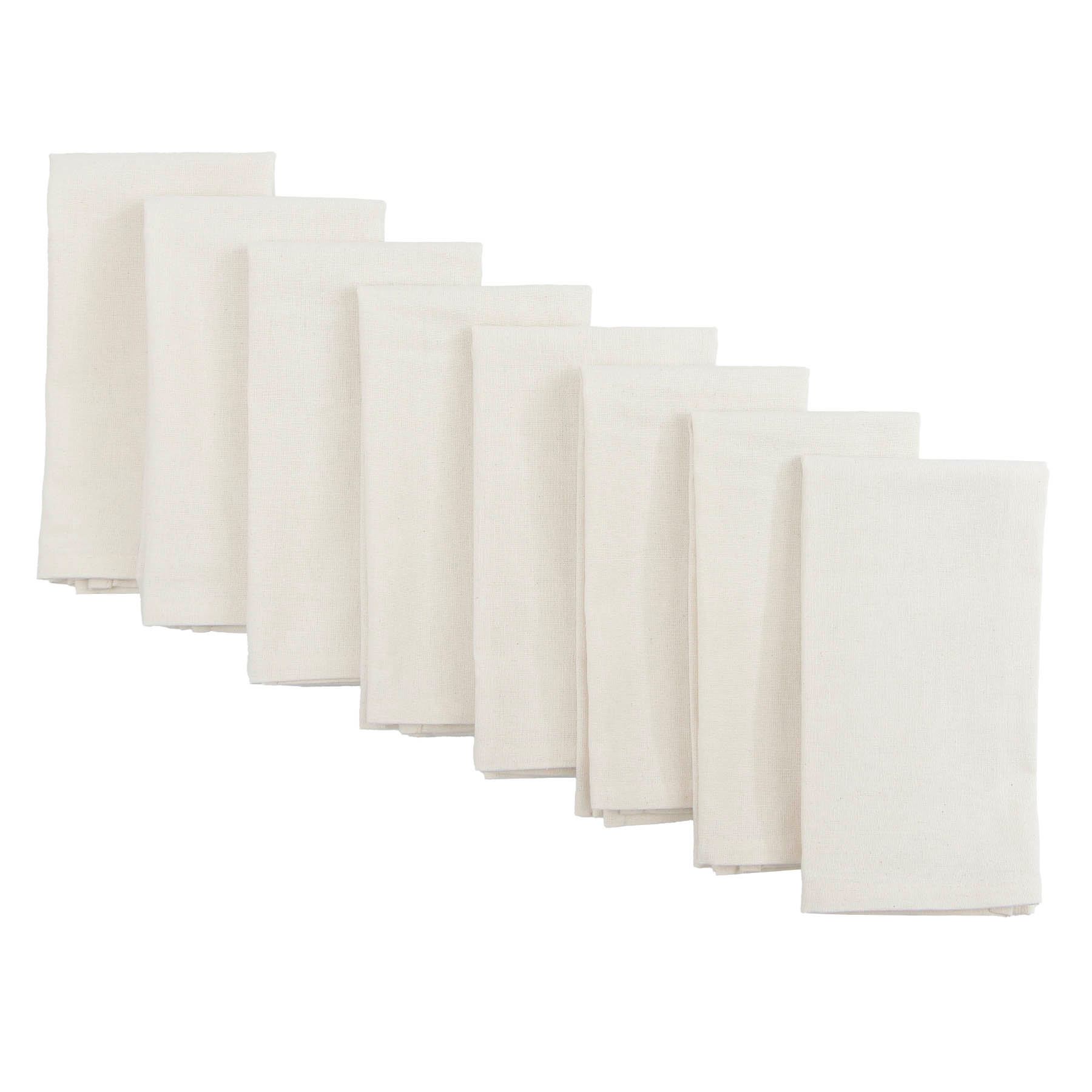 Set of 8 Ivory Cotton Napkins, 18"