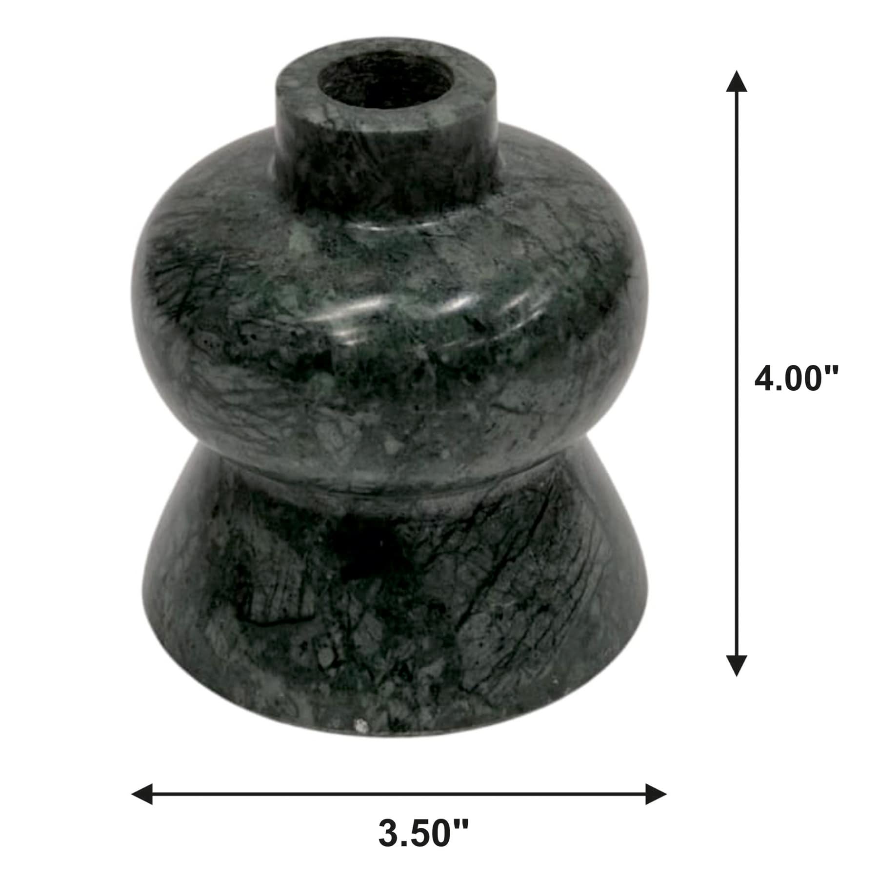 Green Marble Taper Candle Holder, 4"
