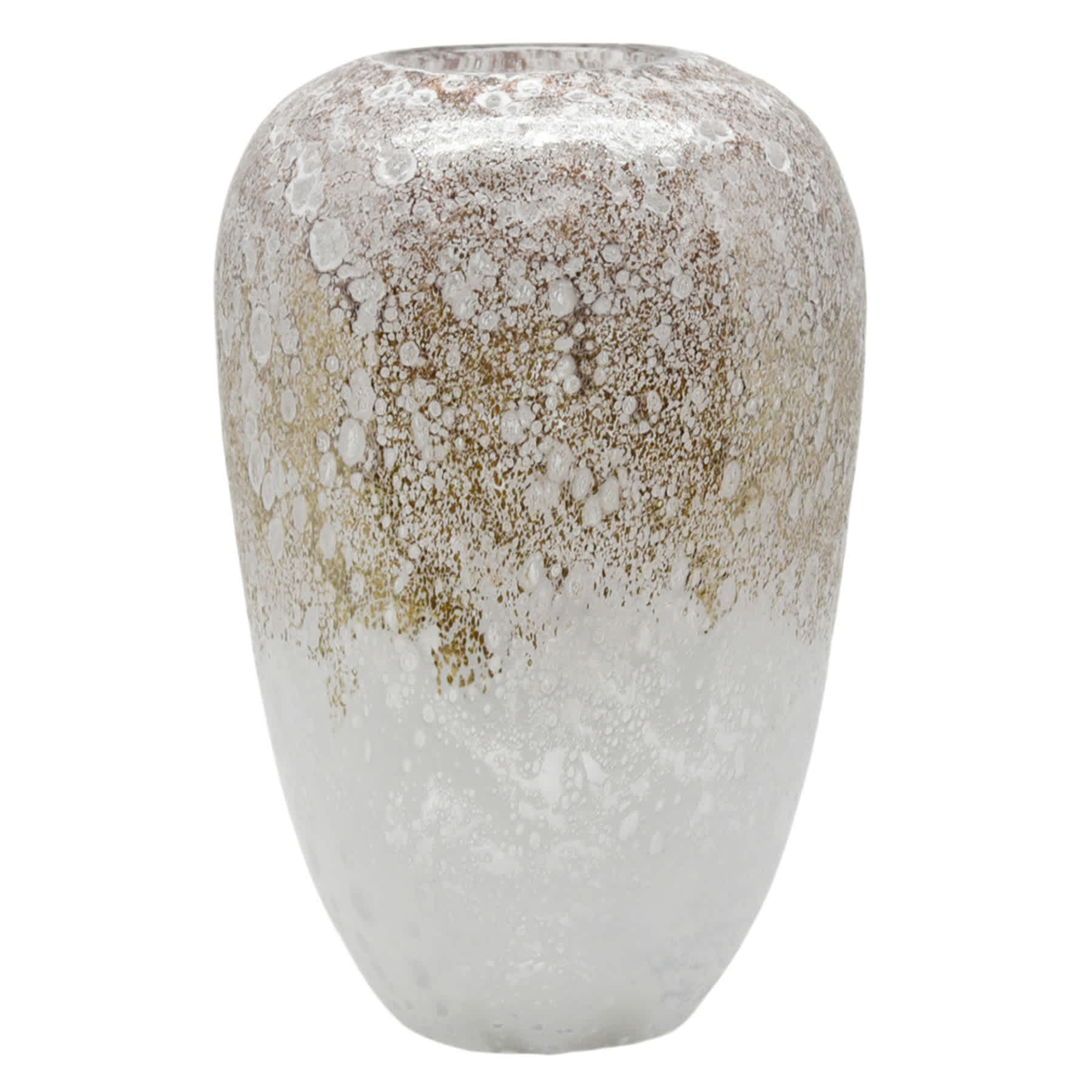 White and Metal Ombre Glass Vase, 10"