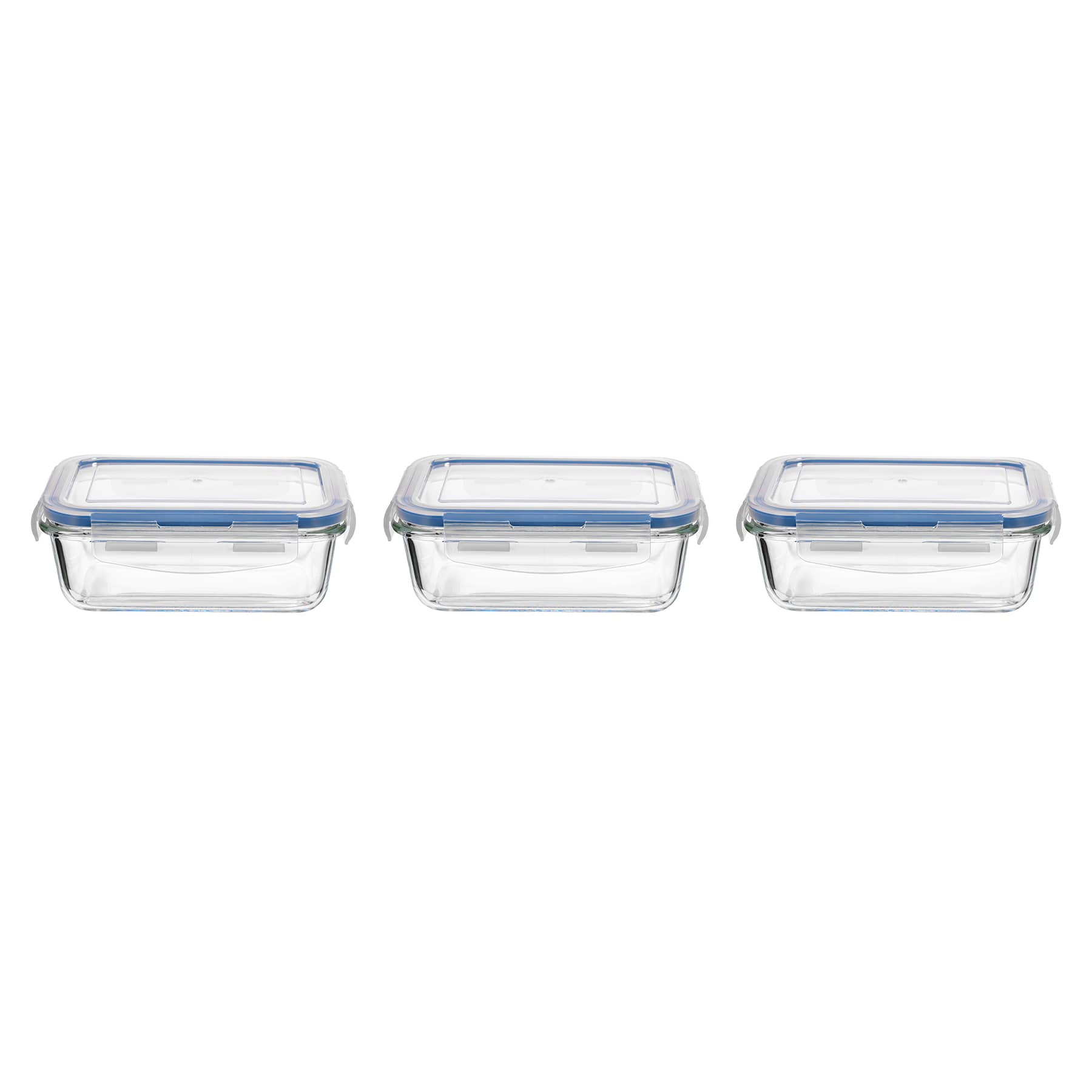 6-Piece Rectangle Glass Food Storage Set with Locking Lids