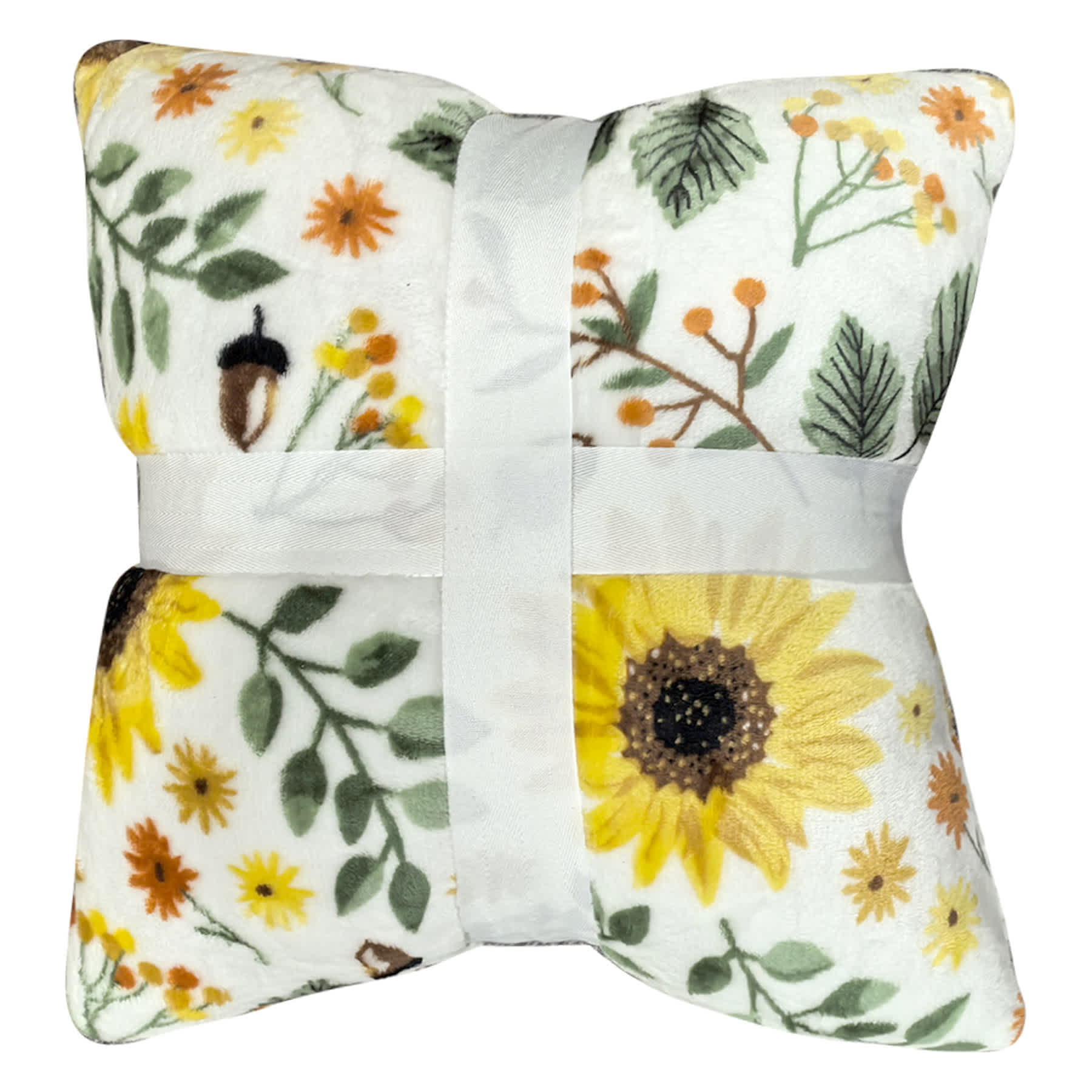 2-Pack Sunflower Printed Plush Throw Pillows, 18"