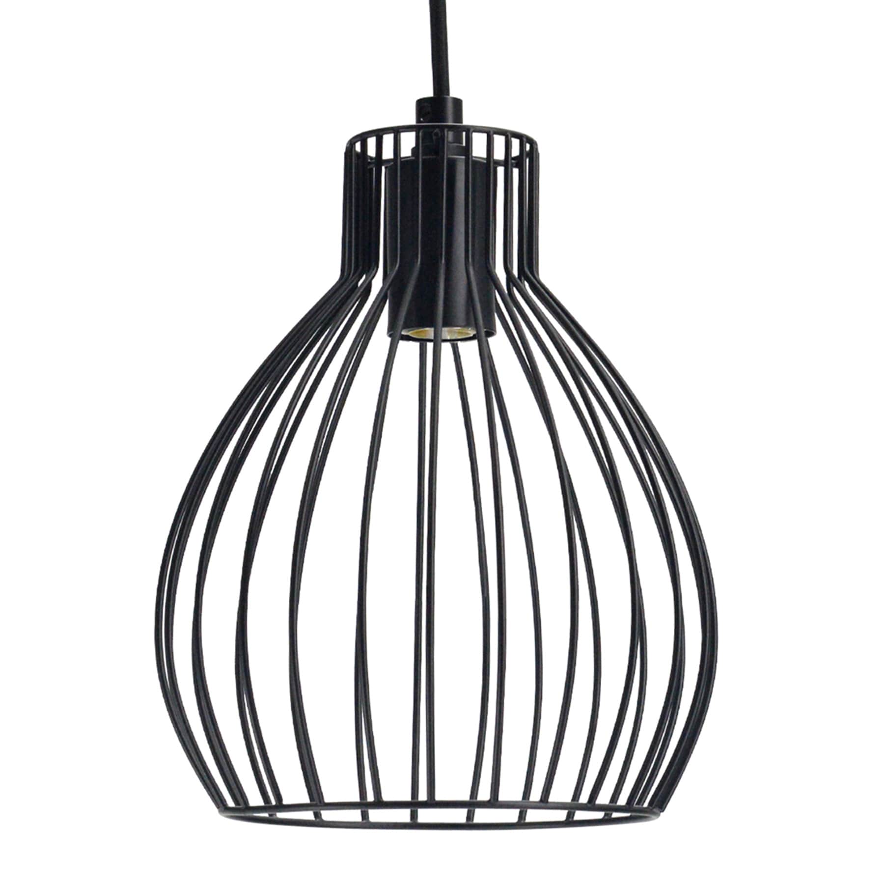 Black Metal Wire Hardwire Pendant Light, 10"