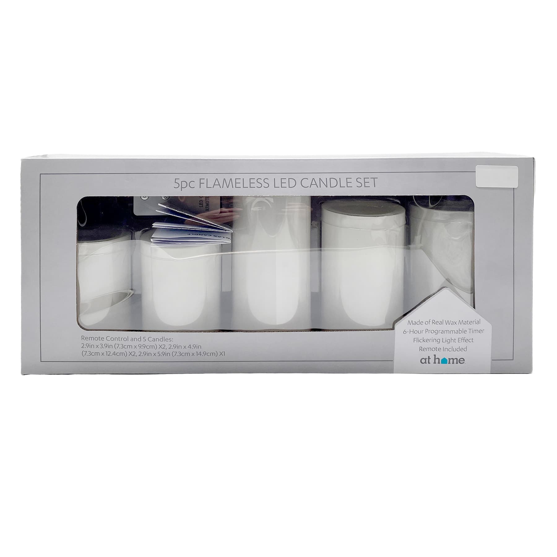 5Pk White Pillars 3x4-5-6 Candle