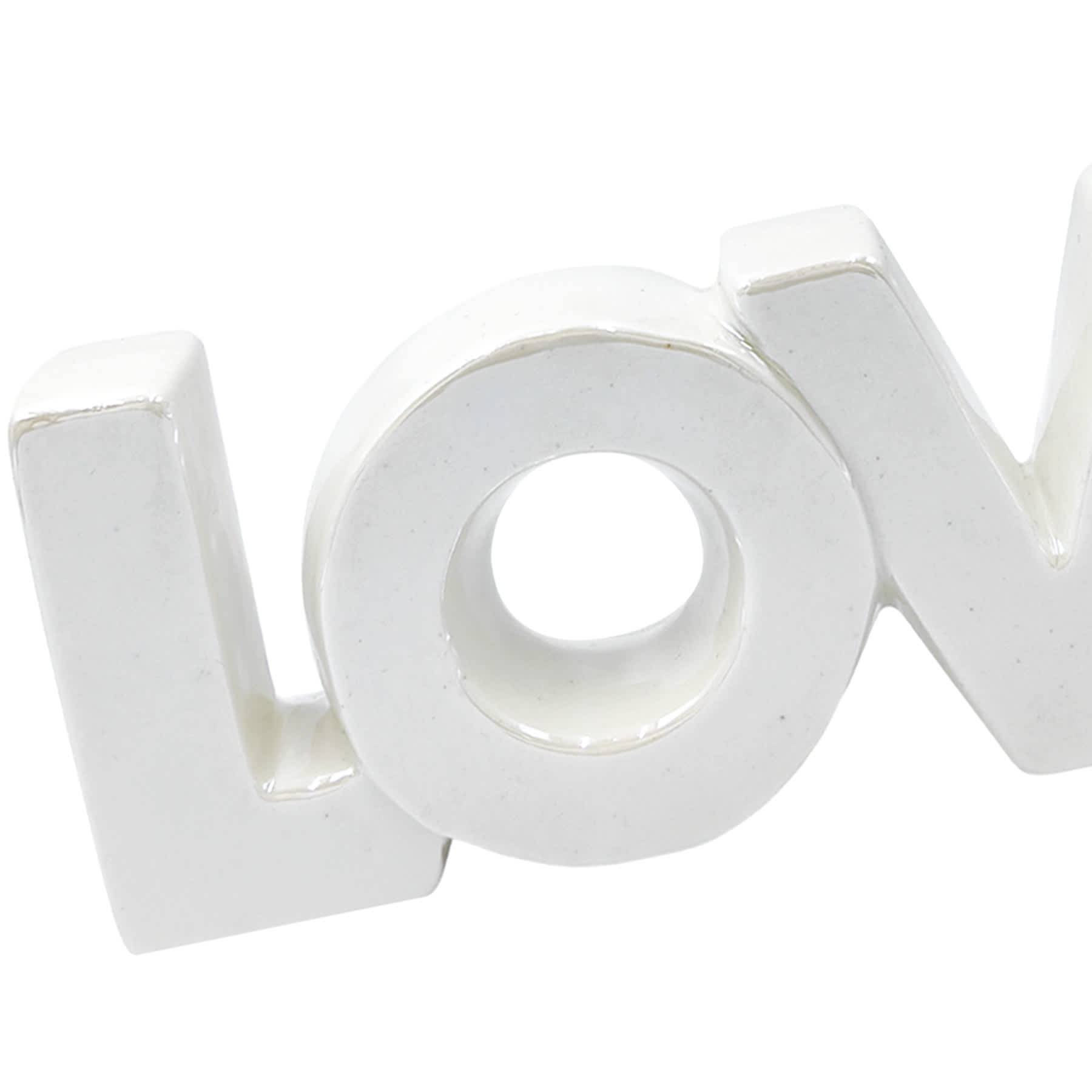 White Ceramic Love Tabletop Sign, 8"