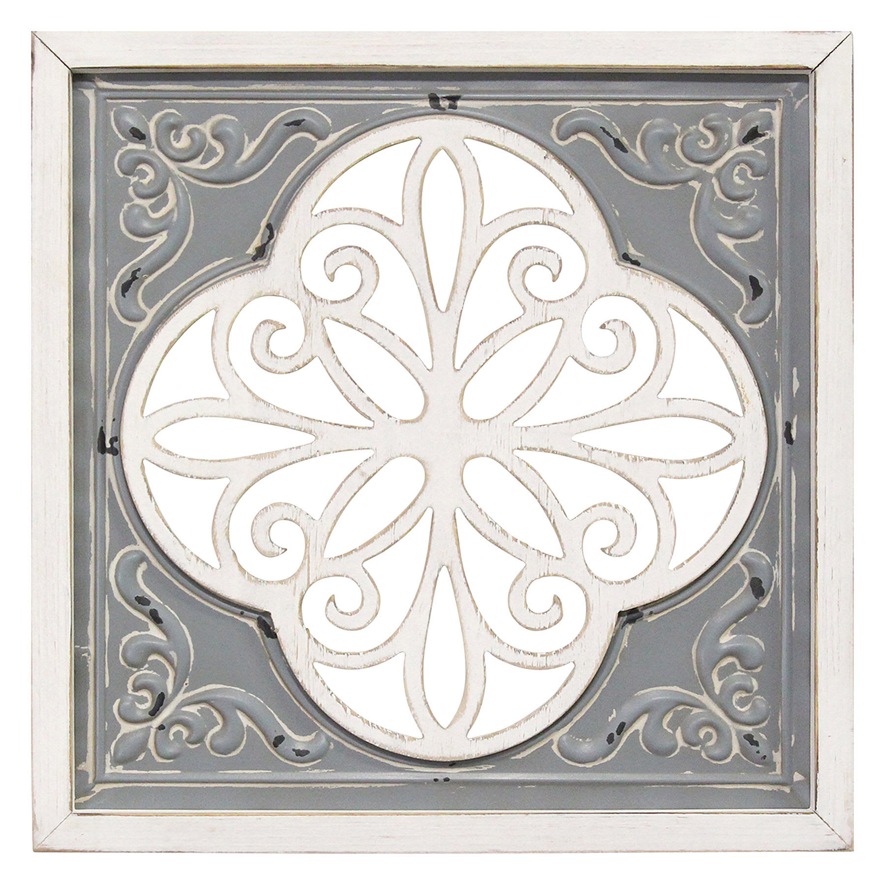 Embossed Metal & Wood Medallion Wall Decor, 16"