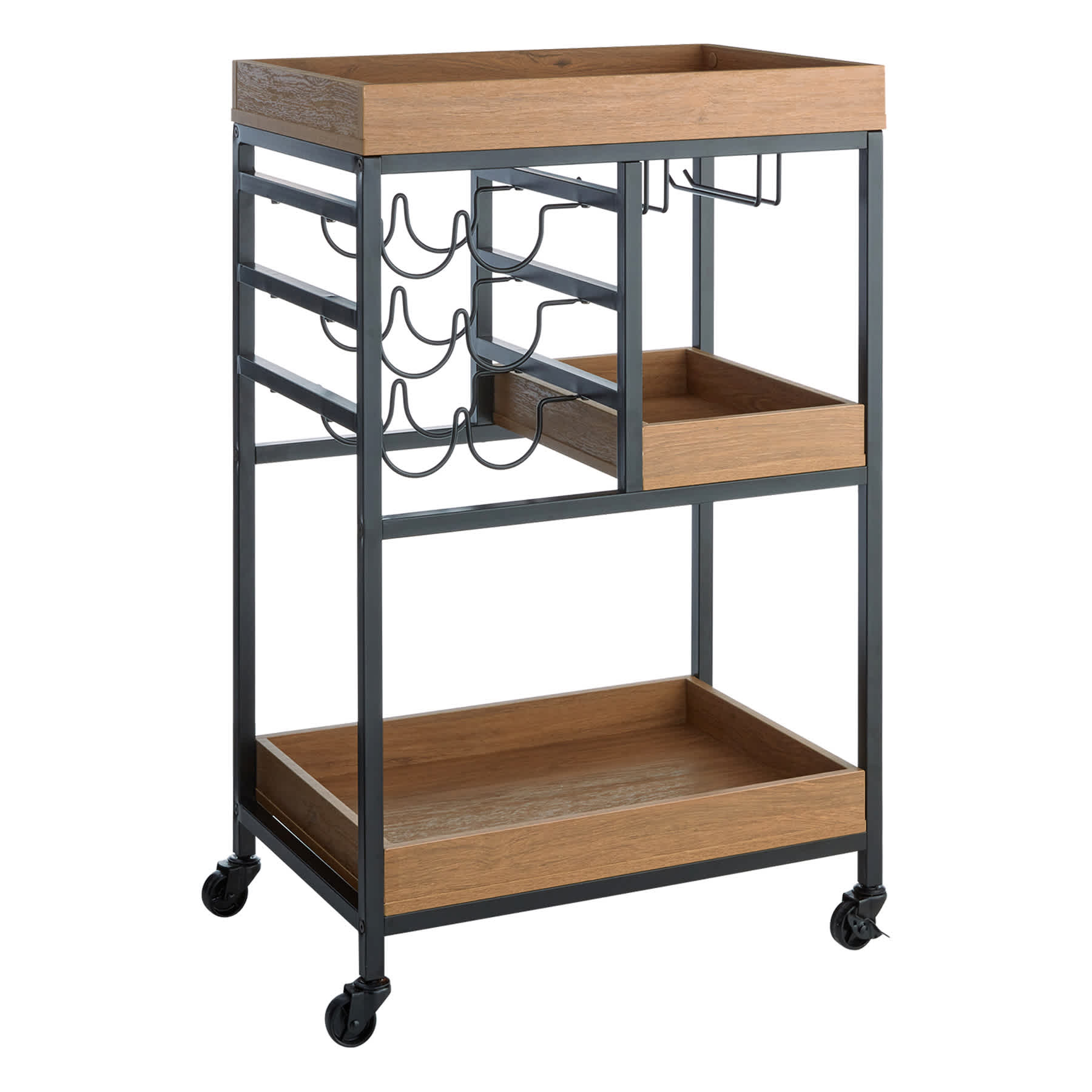 Honeybloom Jessie Wooden Tray Top Bar Cart