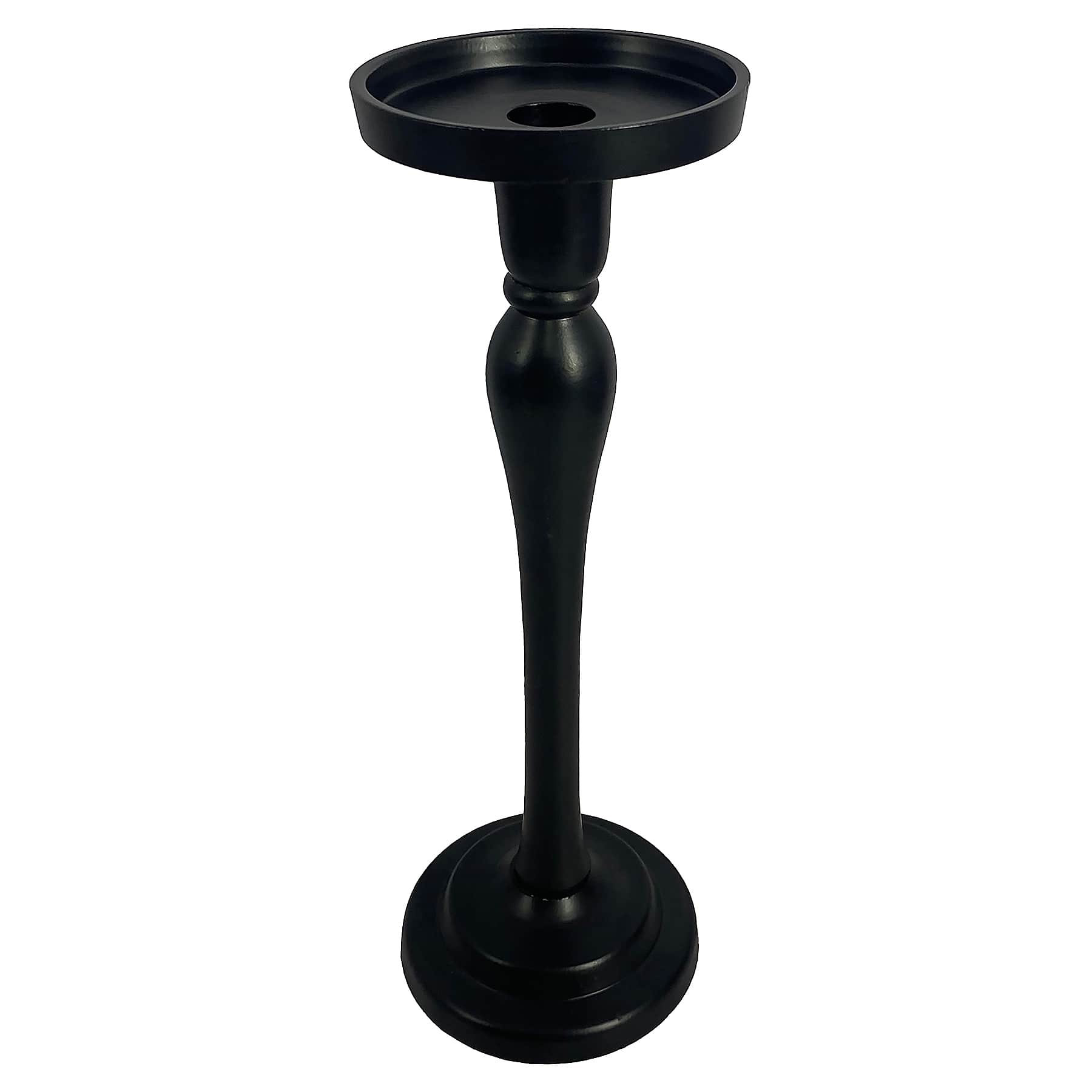 Black Pillar Candle Holder, 12.2"