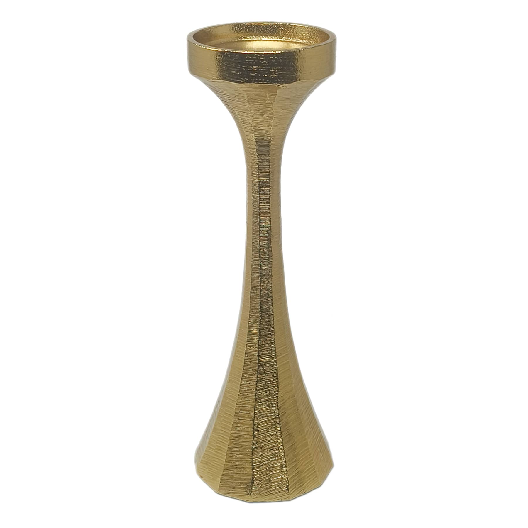 Gold Ribbed Candle Holder, 12"